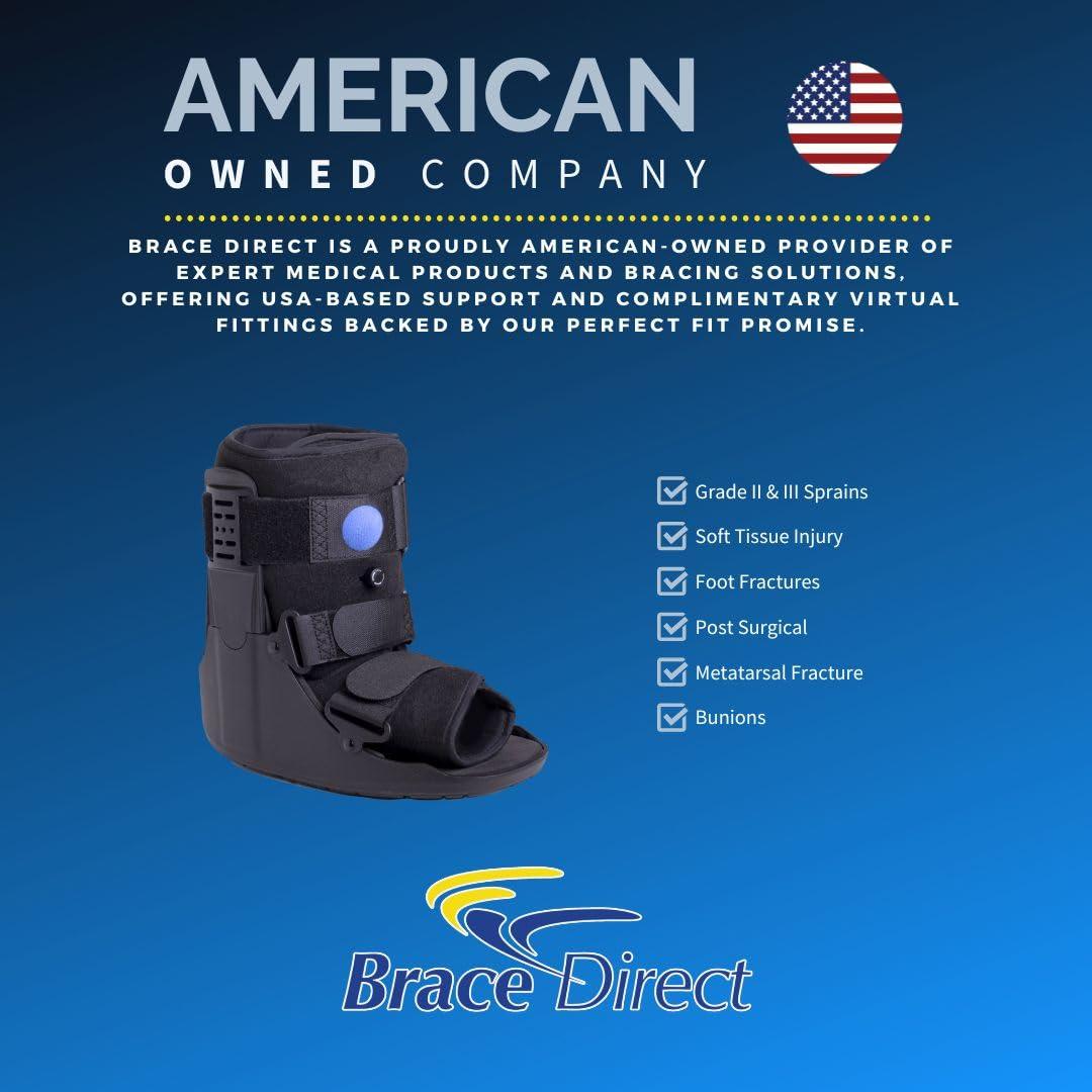 Brace Direct Brace Direct Short Air Walker Cam Fracture Boot - Low Profile For Soft Tissue Injuries, Ankle or Foot Fracture, Sprained Ankle, & Injury Protection and Stabilization Fracture Boot