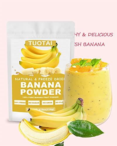 TUOTAI Nature Banana Fruit Powder,Freeze Dried Banana Powder, 4 Ounces, Banana Powder for Cake, Drinks and Baking Food