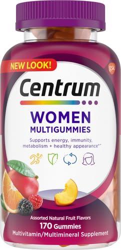 Centrum Centrum MultiGummies Gummy Multivitamin for Women, Multivitamin/Multimineral Supplement with Vitamin D3, B Vitamins and Antioxidants, Assorted Fruit Flavor - 170 Count (Pack of 2)
