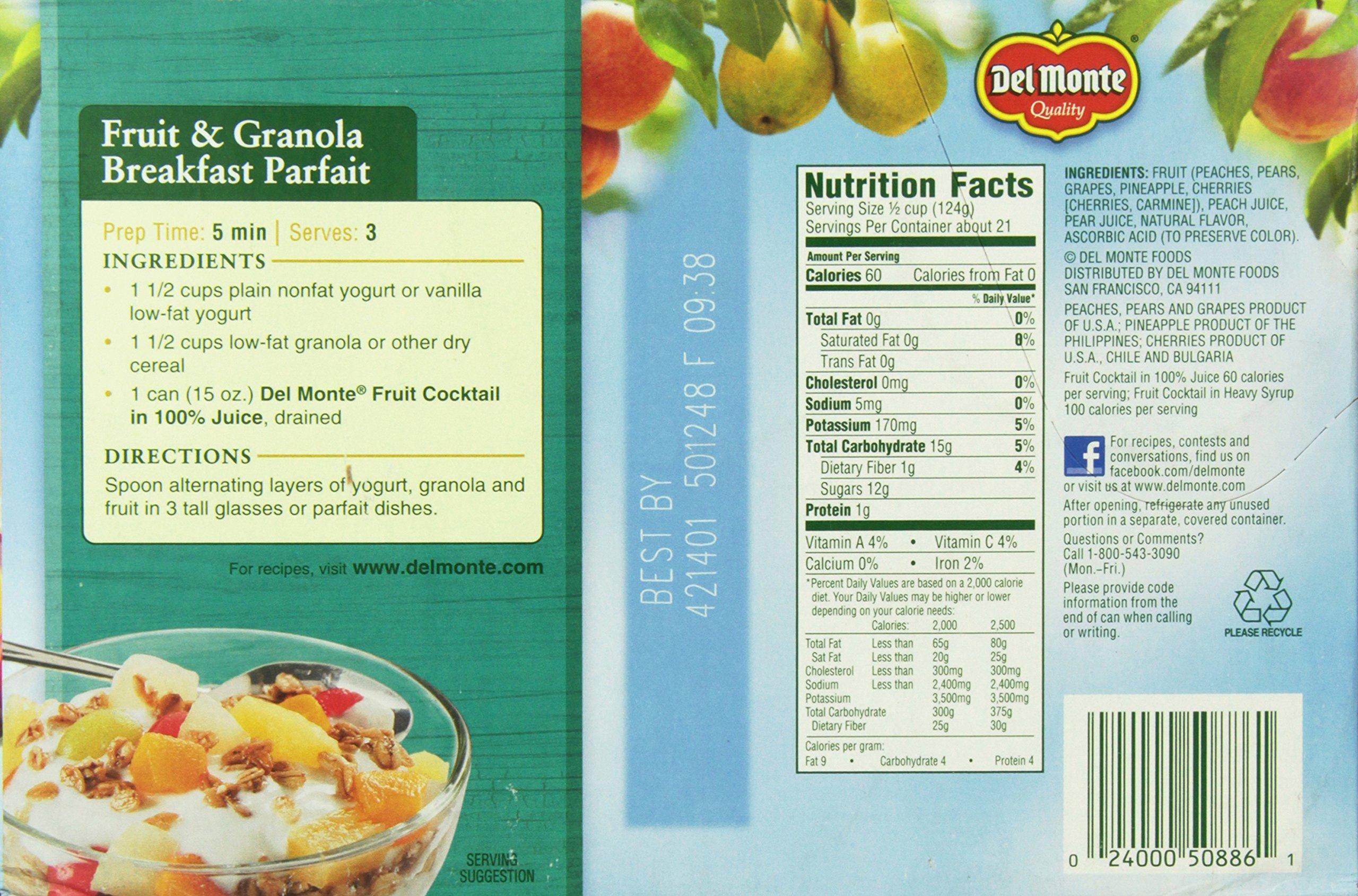 Del Monte Del Monte Canned Fruit Cocktail in 100% Fresh Juice, 15 Ounce (Pack of 6)