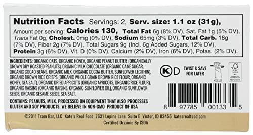 Tram Bar KATES REAL FOOD Organic Peanut Butter Milk Chocolate Tram Bar 12 Count, 2.2 OZ