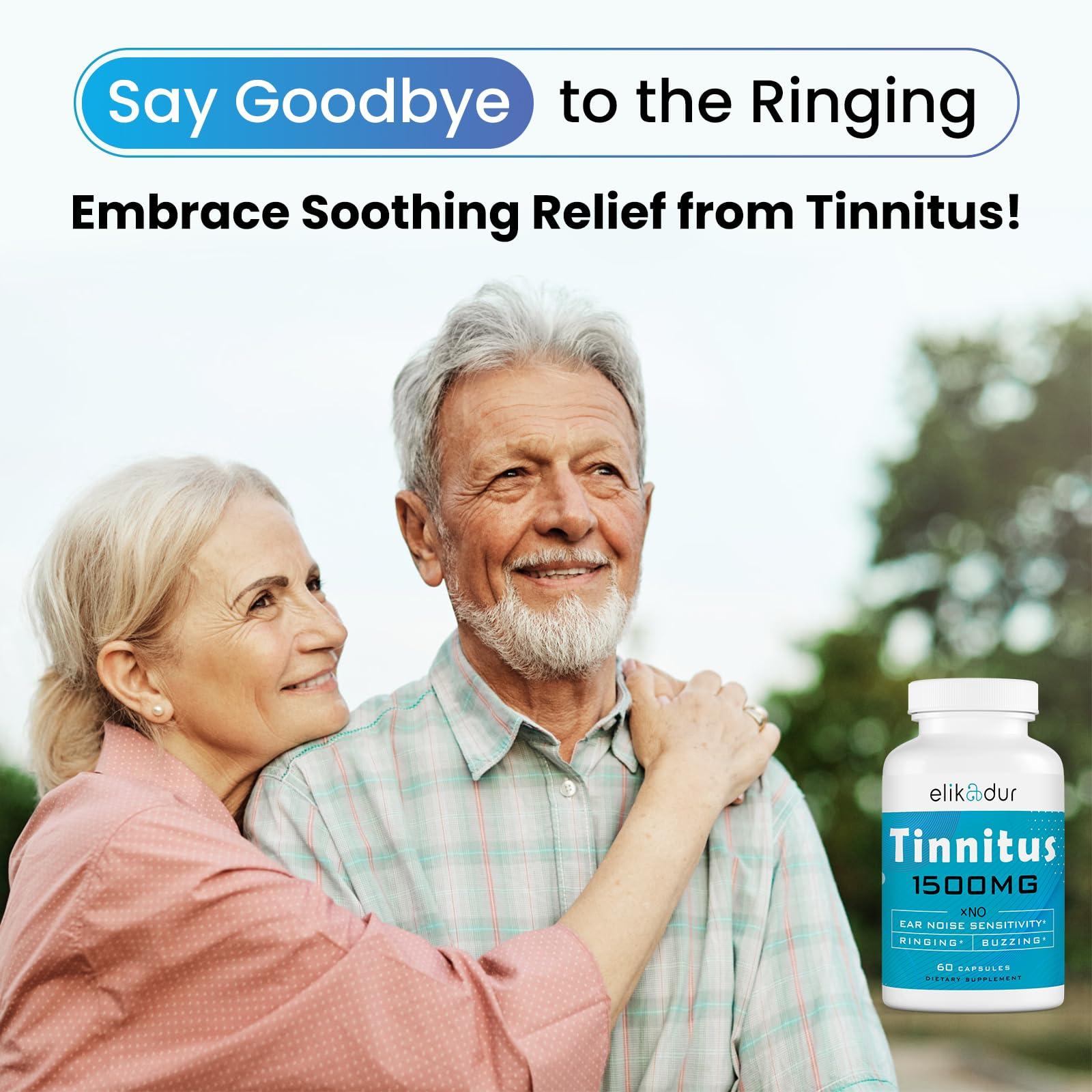 Elikadur 1500 MG Tinnitus for Ringing Ears, Tinnitus Supplement for Ear Ringing, Proprietary Herbal Blend, Ear Tinnitus for Women Men, (60 Caps, 2-Pack)
