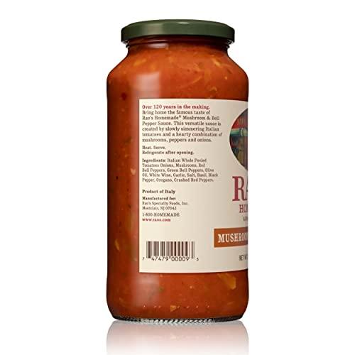 Rao's Homemade Rao's Homemade Mushroom and Bell Pepper Sauce, 24 oz, Tomato Sauce, All Purpose, Keto Friendly Pasta Sauce, Premium Quality Tomatoes from Italy, Mushrooms, and Bell Peppers