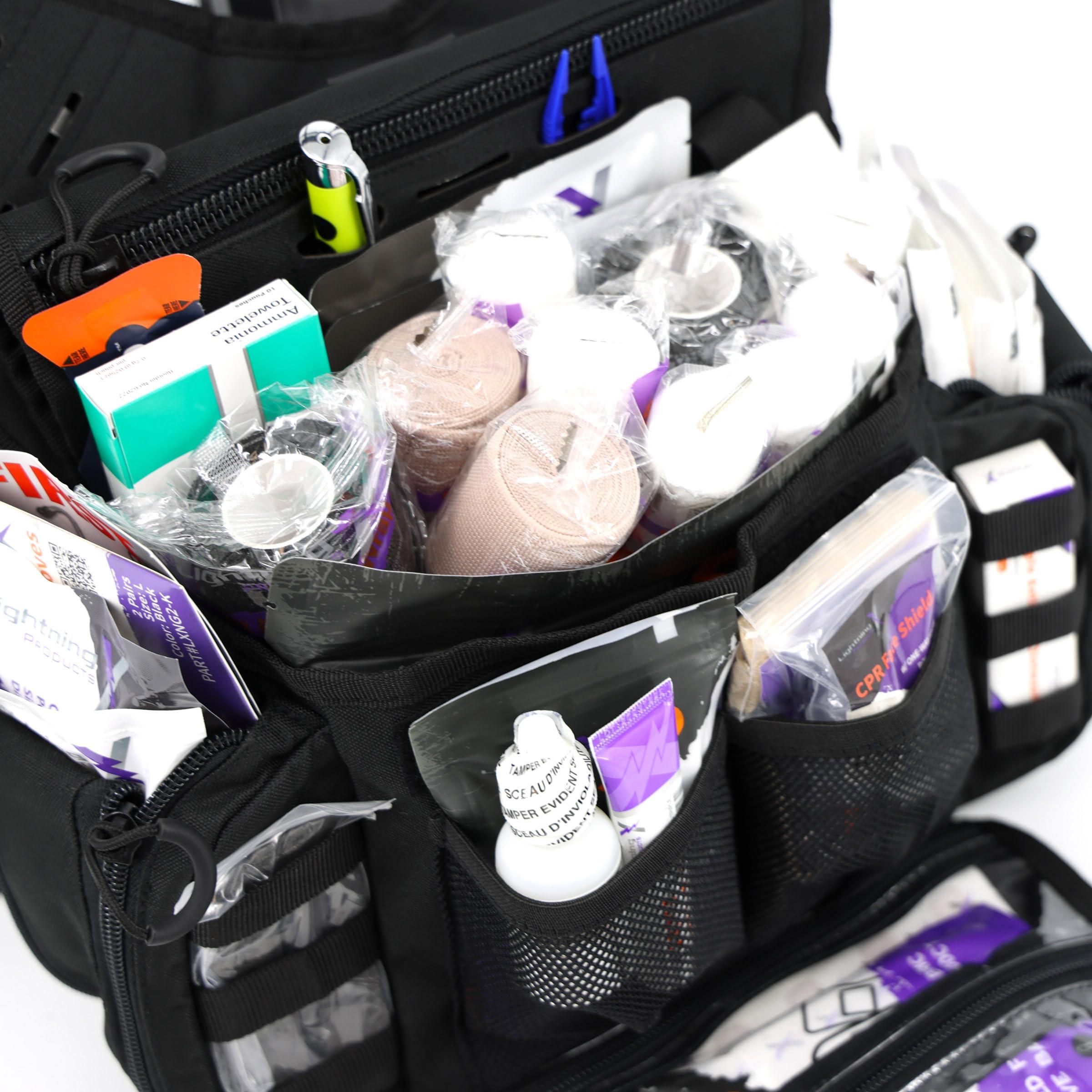 Lightning X Products Lightning X Fully Stocked Tactical Shoulder Sling Pack | MB15-SKA | First Aid Responder Medic Kit - BLACK