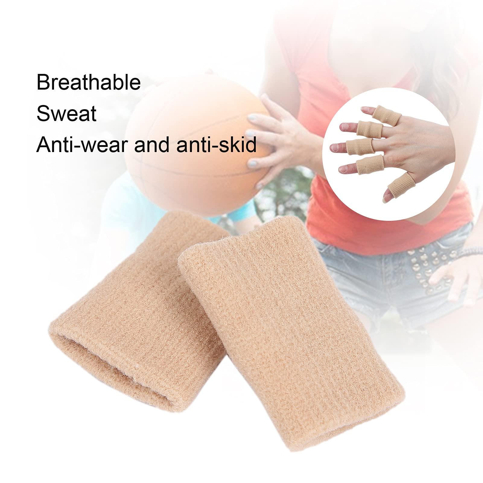 ZJchao 10Pcs Sport Basketball Trigger Finger Splint, Finger Protector Support Sleeves for Trigger Finger, Hand Eczema, Finger Cracking, Finger Arthritis (Skin)