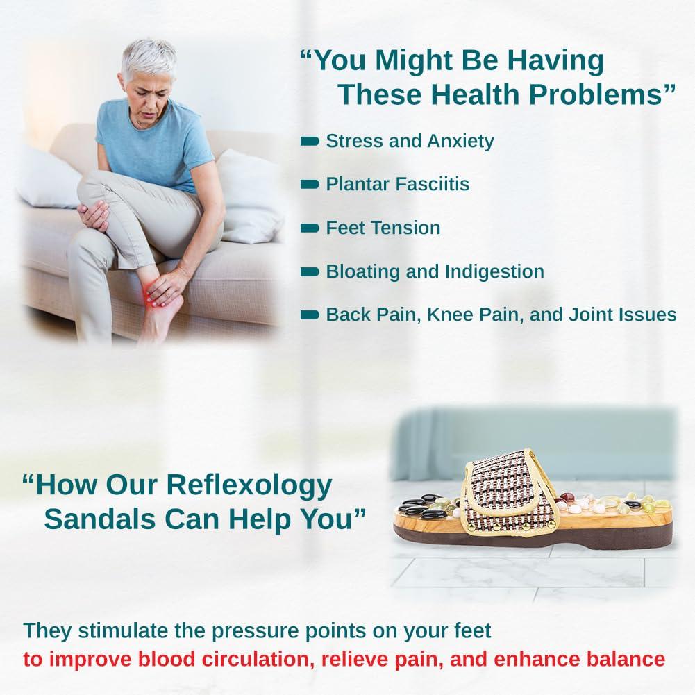 Comfecto Acupressure Massage Slippers with Earth Stone (Men 8-9.5/Women 9.5-11)