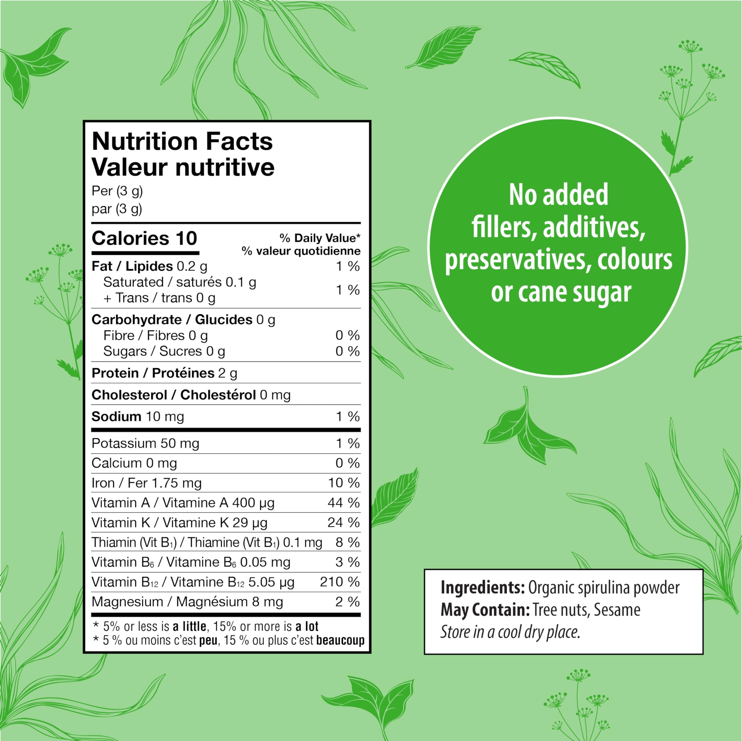 Organic Traditions Organic Traditions Organic Spirulina Powder Vegan Non-GMO Superfood, 5.3oz (150g) Bag, 50 Servings per Bag