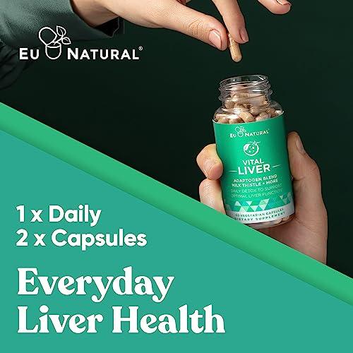 Eu Natural Vital Liver Cleanse Detox & Repair 9-in-1 Liver Support Supplement Milk Thistle, Artichoke Extract, Turmeric, Adaptogens Optimal Liver Function and Digestive Health 60 Vegetarian Soft Capsules