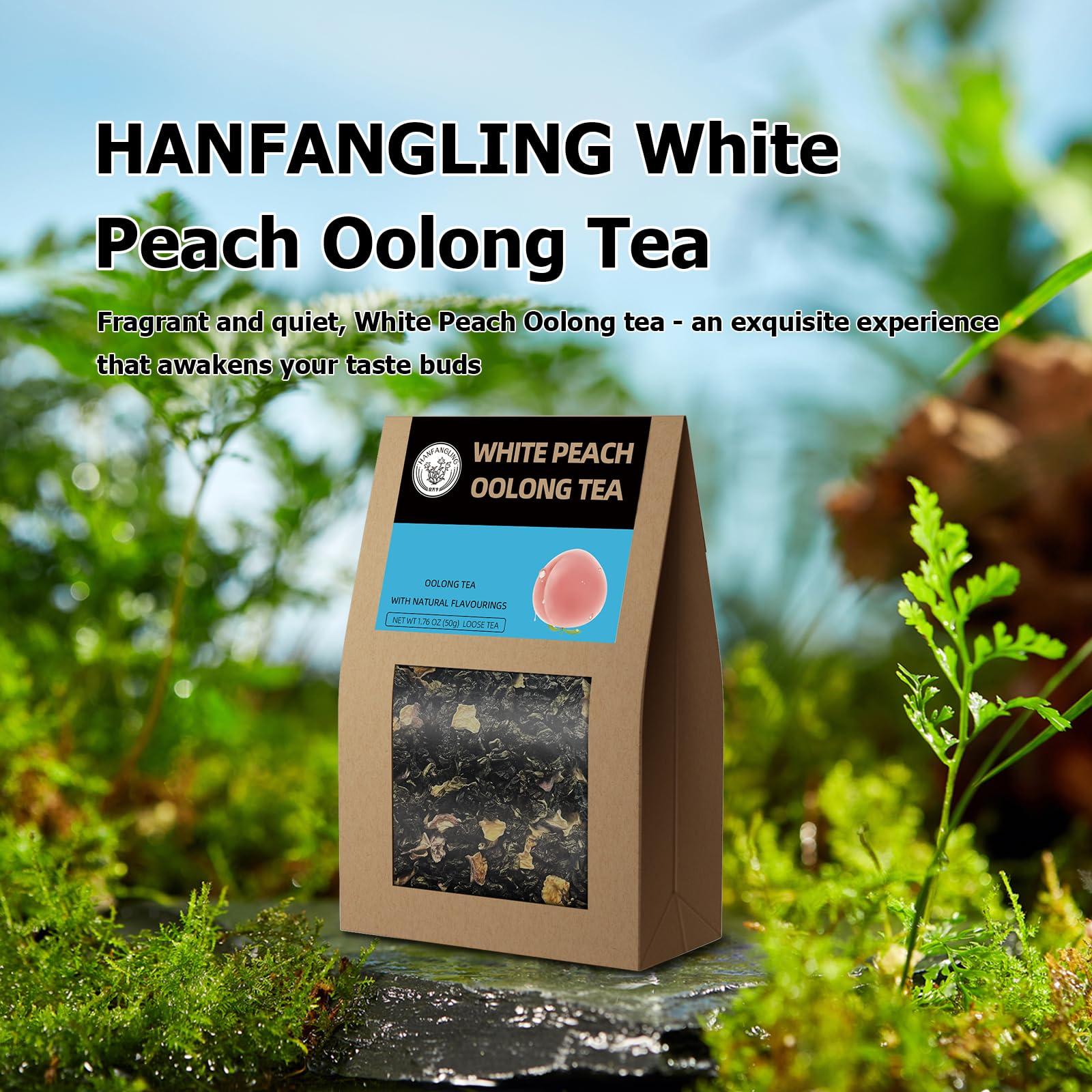 HANFANGLING HANFANGLING White Peach Oolong Tea, Refreshing, Caffeine Alternative, Fresh Sweetness of White Peach and Aromatic Taste of Oolong Tea Loose Leaf 1.76oz