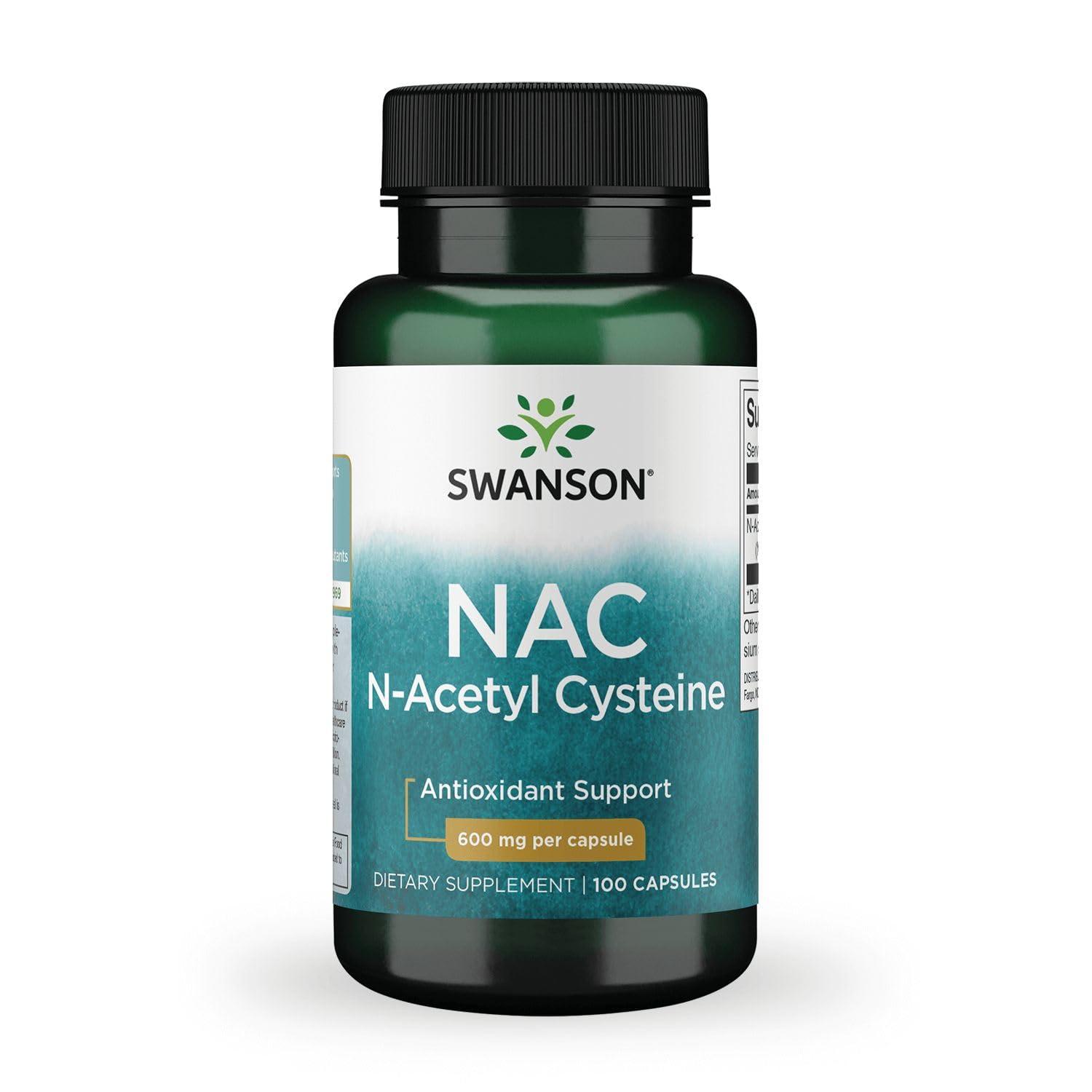 Swanson Premium Brand Swanson Premium Brand NAC N-Acetyl Cysteine - 600 mg, 100 Capsules - Antioxidant and Cellular Health Support Supplement