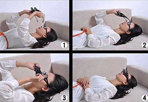 UUOUU UUOUU Horizontal Lazy Glasses High Definition Glasses Periscope Lie Down Watch Read TV Down Periscope Glasses Size L (Black)