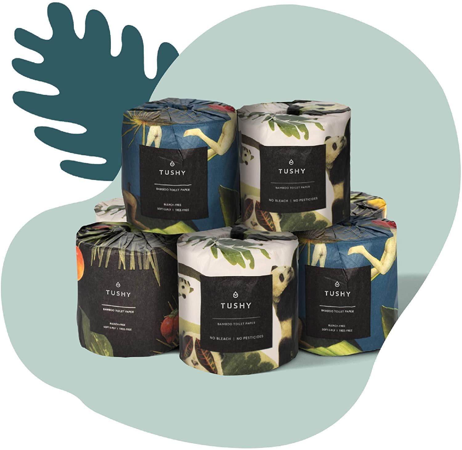 TUSHY TUSHY Premium Bamboo Toilet Paper - 100% Bamboo - 3 Ply, 300 Sheets Per Roll (TUSHY Premium Bamboo Toilet Paper - 48 Pack)