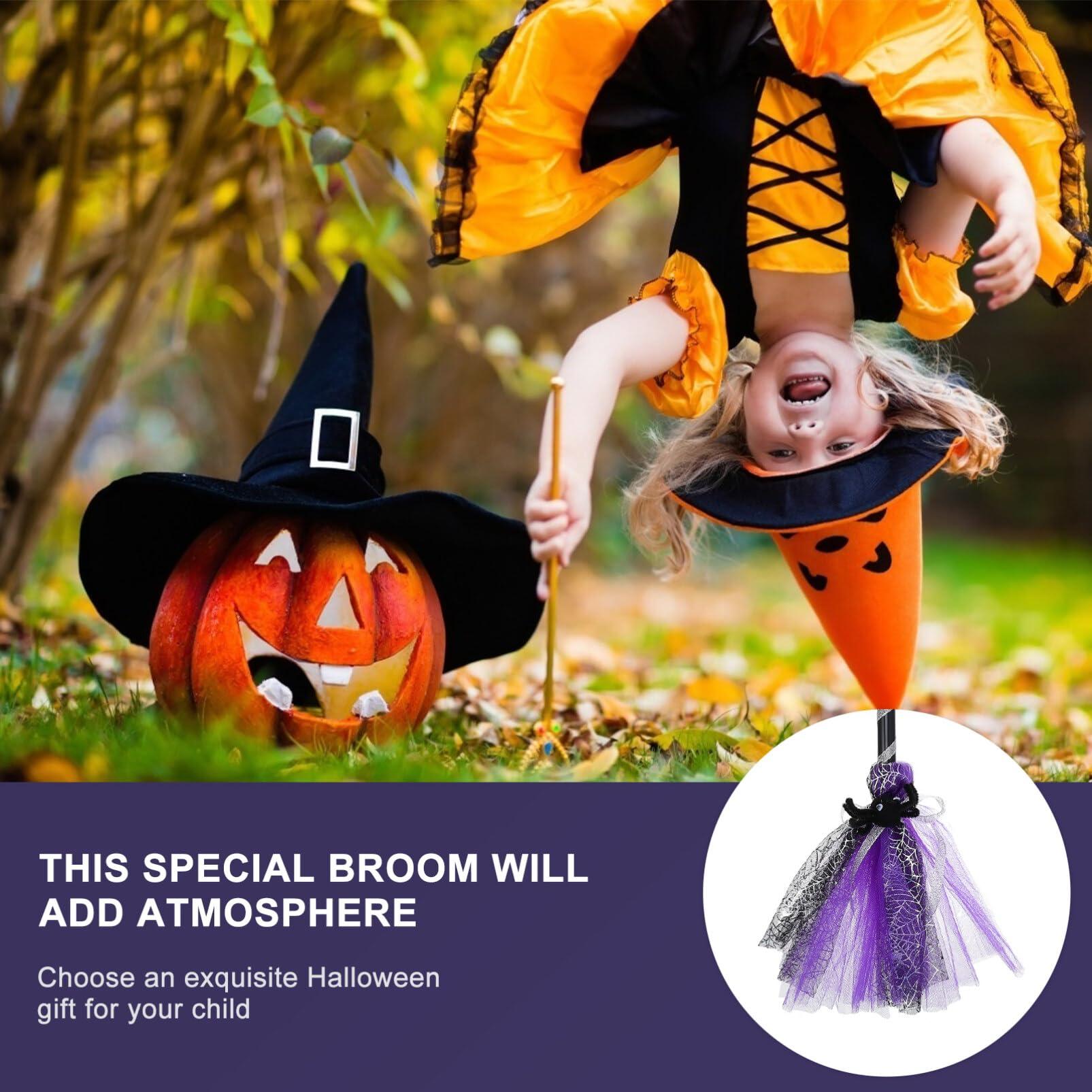 Homoyoyo 1pc Wizard Broom Halloween Besom Prop Women Halloween Decor Witches Broomstick Halloween Witch Besom Witch Broomstick Adult Witch Broom Cosplay Plastic Gauze Child Purple