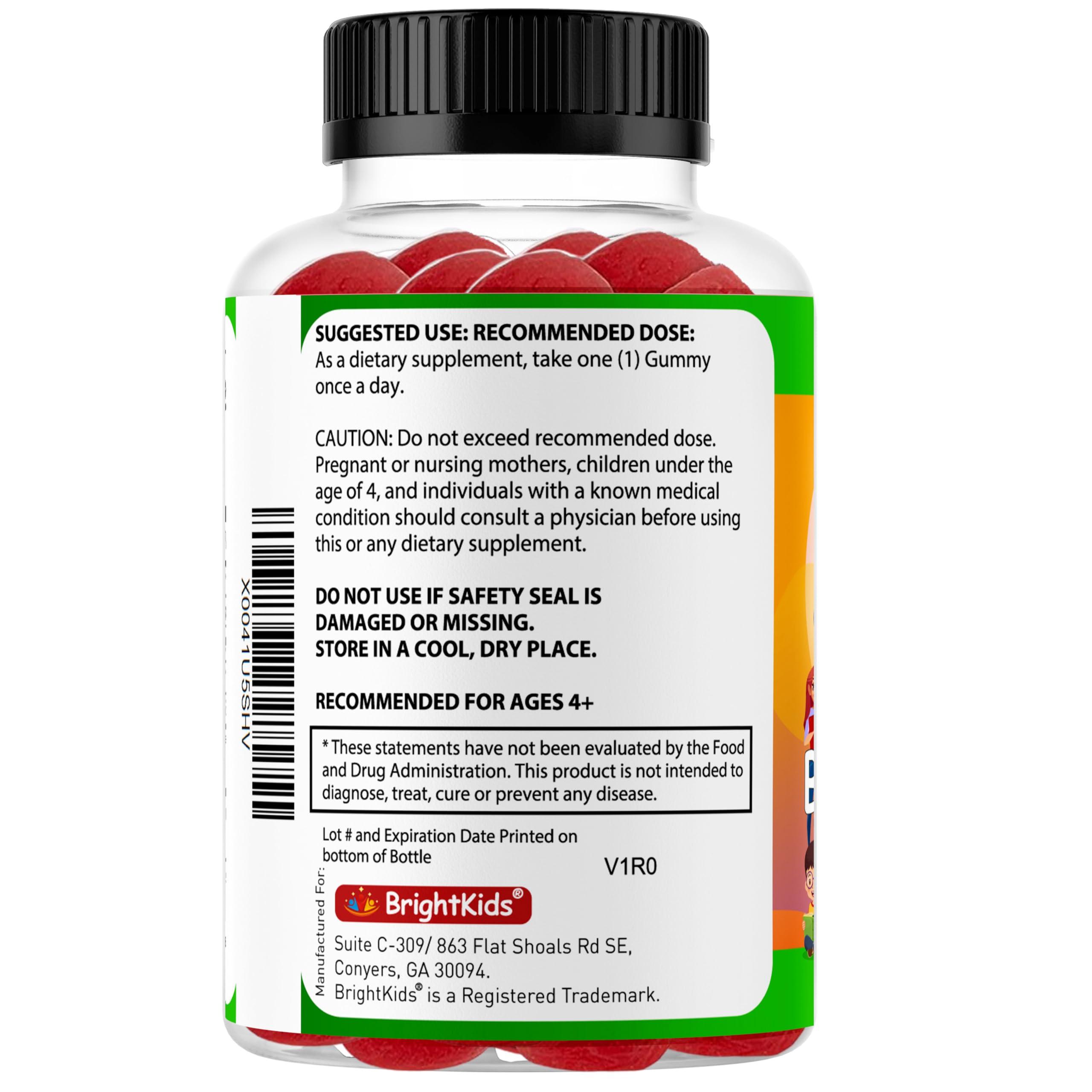 BrightKids BrightKids Focus and Calm Gummies with Ashwagandha Extract, Naturally Support Concentration, Rest, Mood, Energy, Focus and Relaxation in Children, Tasty and Effective Daily Supplement- 60ct