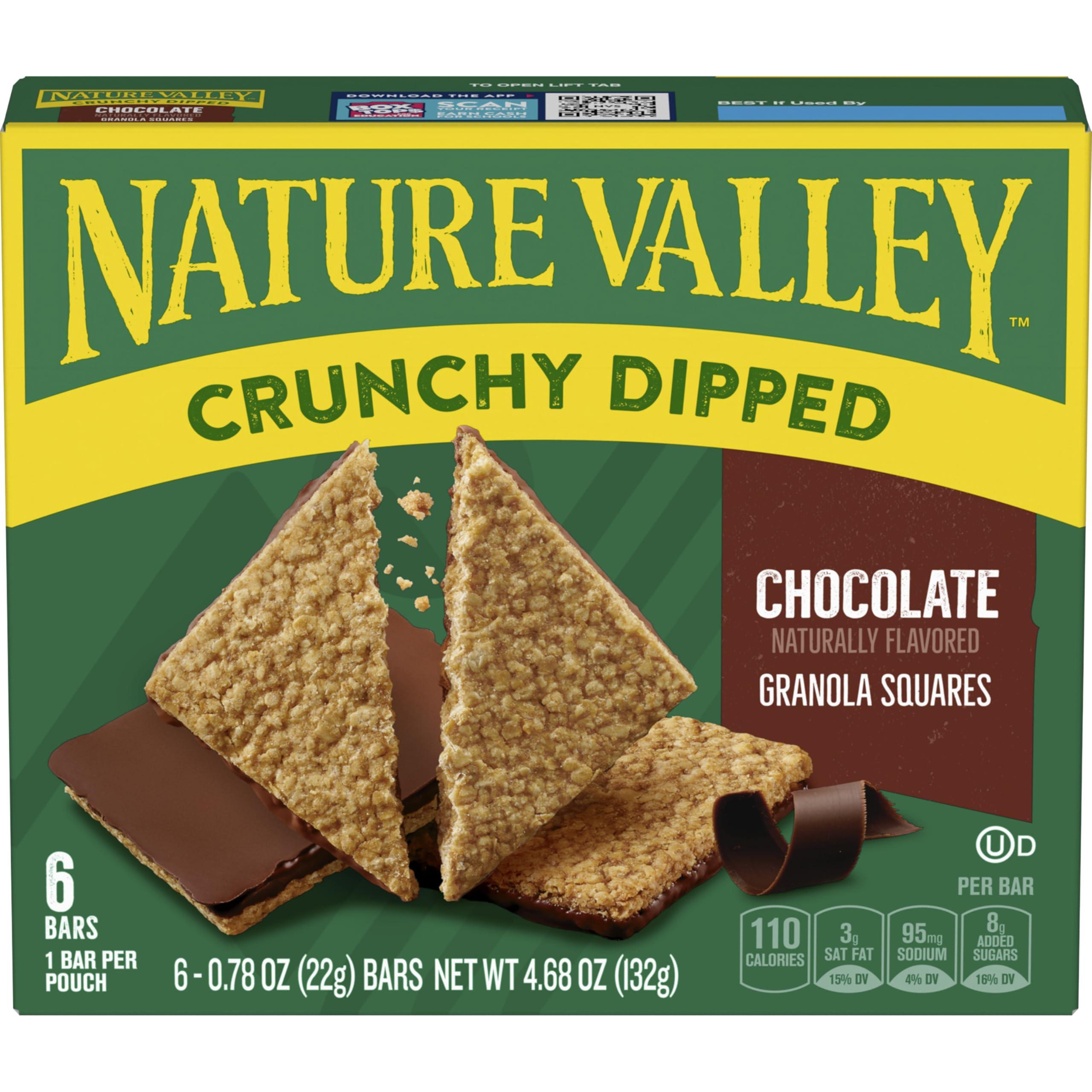 Nature Valley Nature Valley Crunchy Dipped Granola Squares, Oats and Chocolate, 6 ct, 4.68 OZ