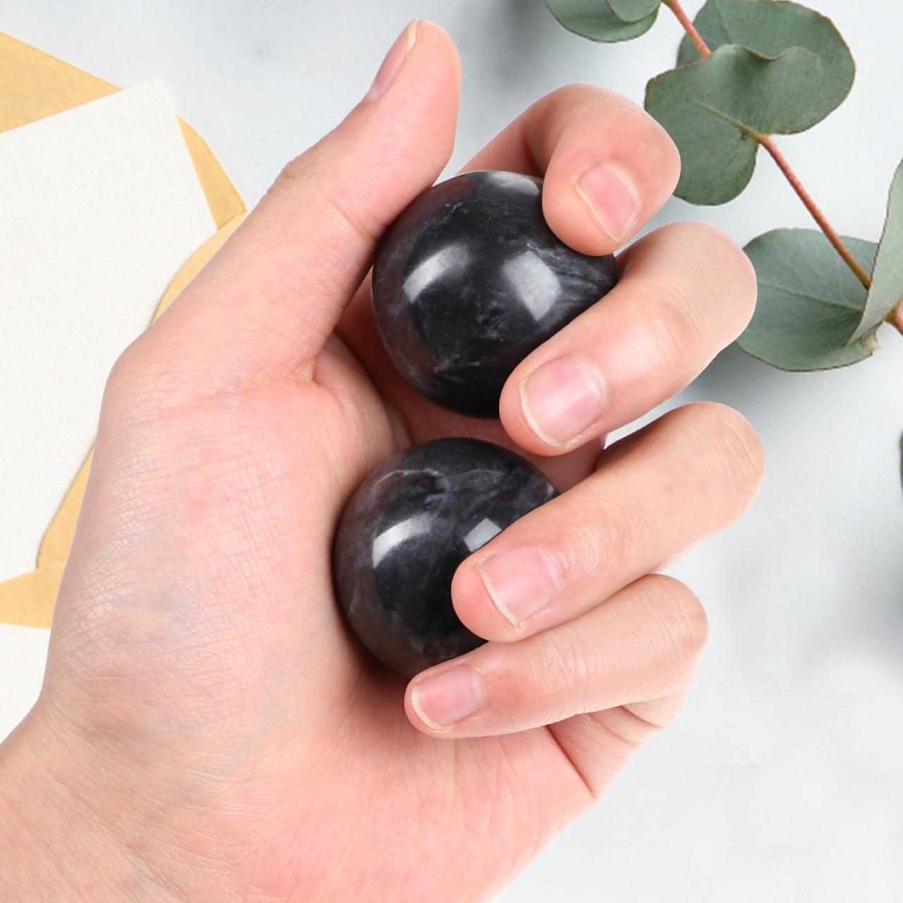 Healifty Healifty Baoding Balls Pack of 4-1.4 inch Chinese Balls for Hand, No Chime Chinese Health Exercise Massage Balls (Green,Black)