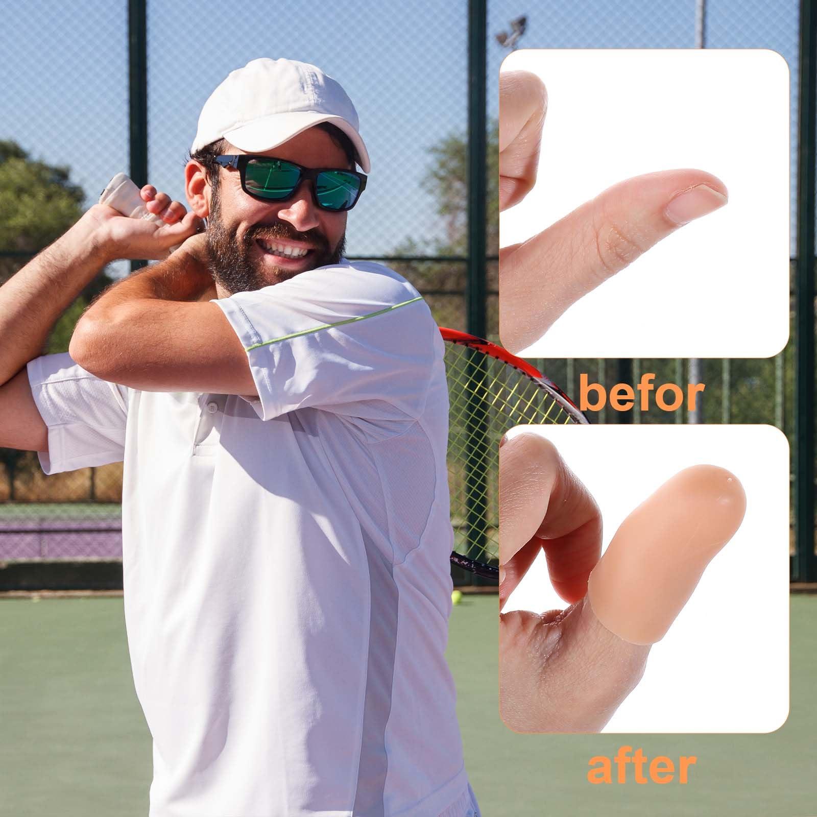 Qianyu Qianyu 8 PCS Gel Finger Protectors Skin Color Fingertip Bandages Covers Support Waterproof Finger Sleeves Cots Reusable Elastic Tips Guards Pain Relief for Cut Thumb Cracking Biting