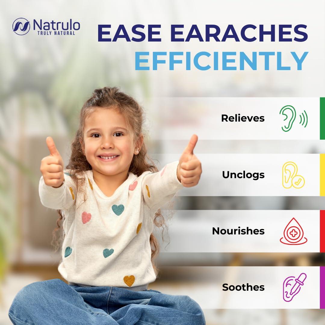 Natrulo Natrulo Natural Ear Drops for Kids Ear Infection Treatment Organic Children Ear Oil Drops Relieves Ear Aches, Itchy Ears, Infections, Swimmer's Ear, & Loosens Wax Kids Safe, Made in USA