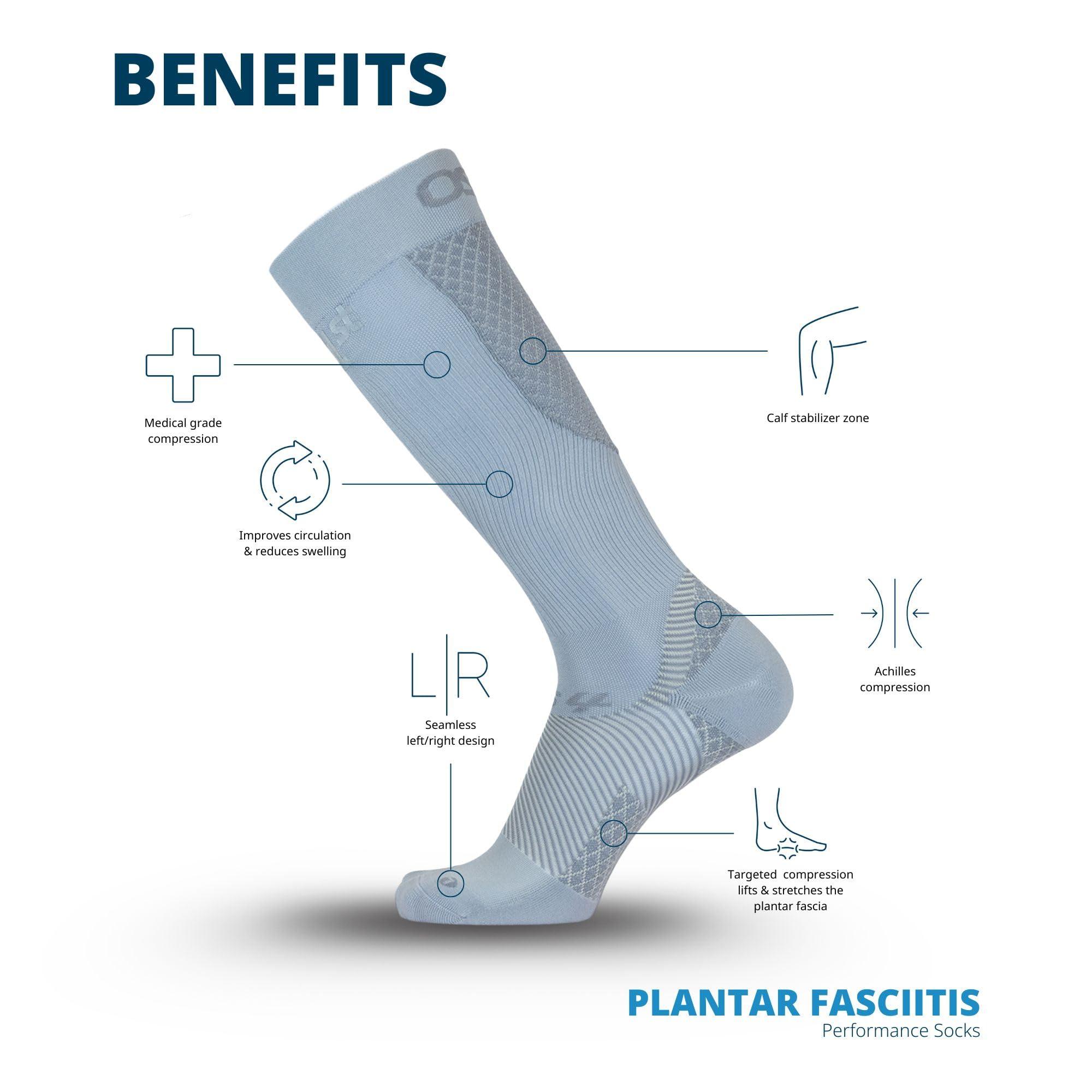 OS1st OS1st FS4 Compression Bracing Plantar Fasciitis Socks relives heel pain, improves circulation and overal foot health (US, Alpha, Large, Regular, Regular, Steel Blue)