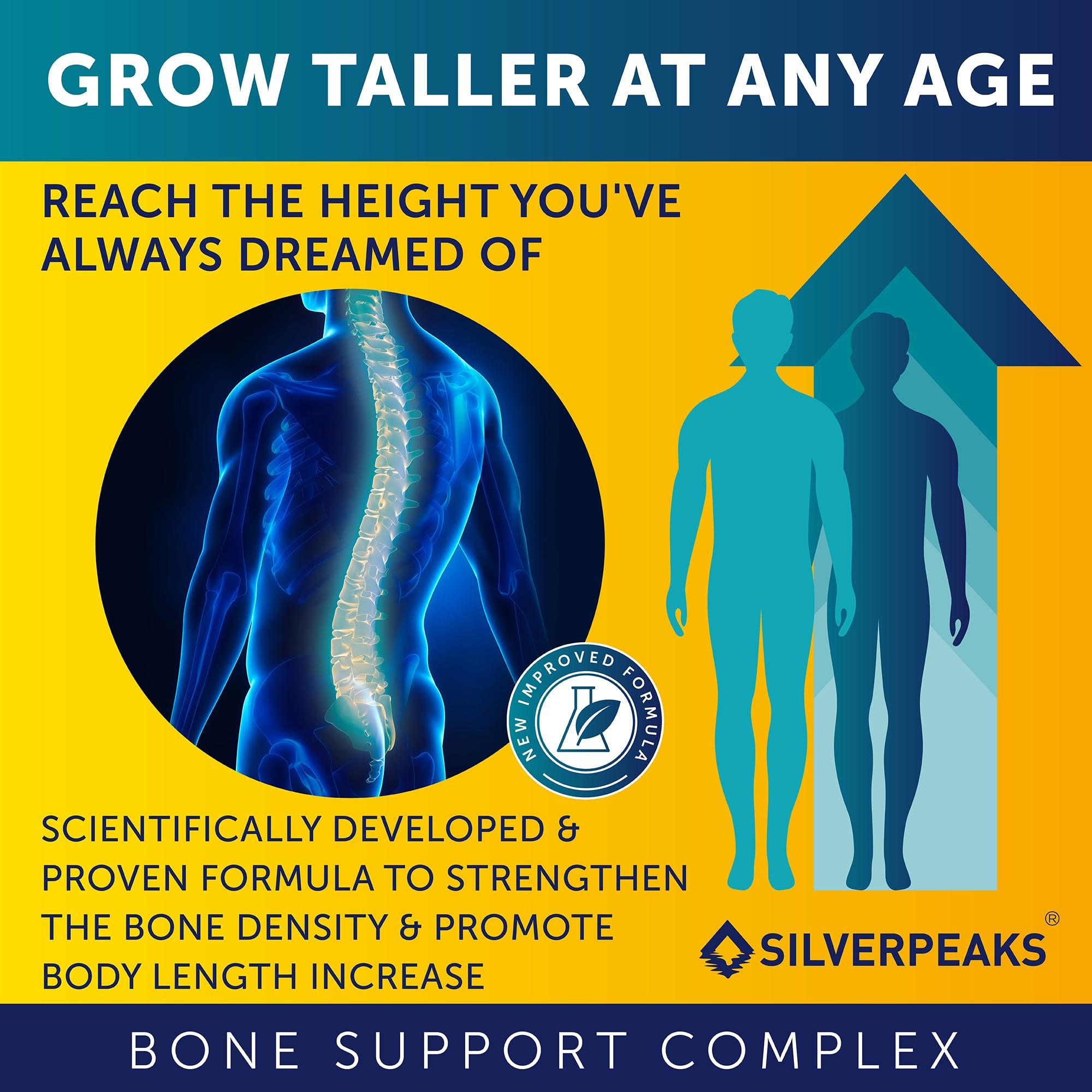 SILVERPEAKS SILVERPEAKS Growth Capsules to Grow Taller - Height Growth Maximizer with Calcium for Bone Strength - Made in USA - Natural Get Taller Supplement to Increase Bone Growth - Pack of 2