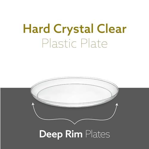 PLASTICPRO PLASTICPRO Plastic Party Plates Edge Collection Premium heavyweight Elegant Disposable Tableware Dishes (Clear, 6.3\'\' INCH PLATES)