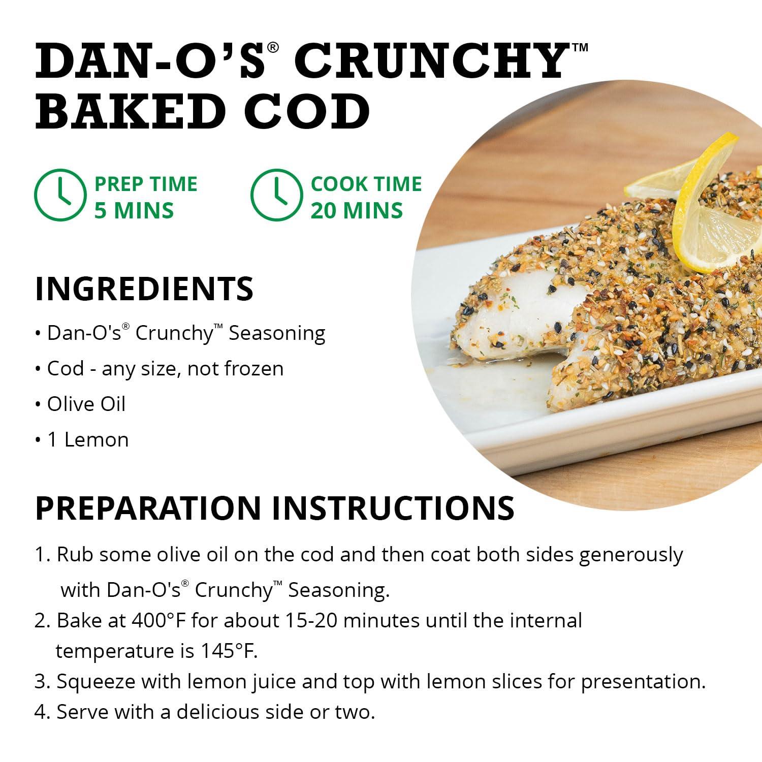 Dan-O's Dan-O\'s Crunchy Seasoning - Great on Chicken, Meats, Veggies, Fish, Snacks, Anything - All-Purpose, All-natural, Sugar Free, Zero Calorie Seasoning for Cooking Anything - Small bottle (3.5 oz)