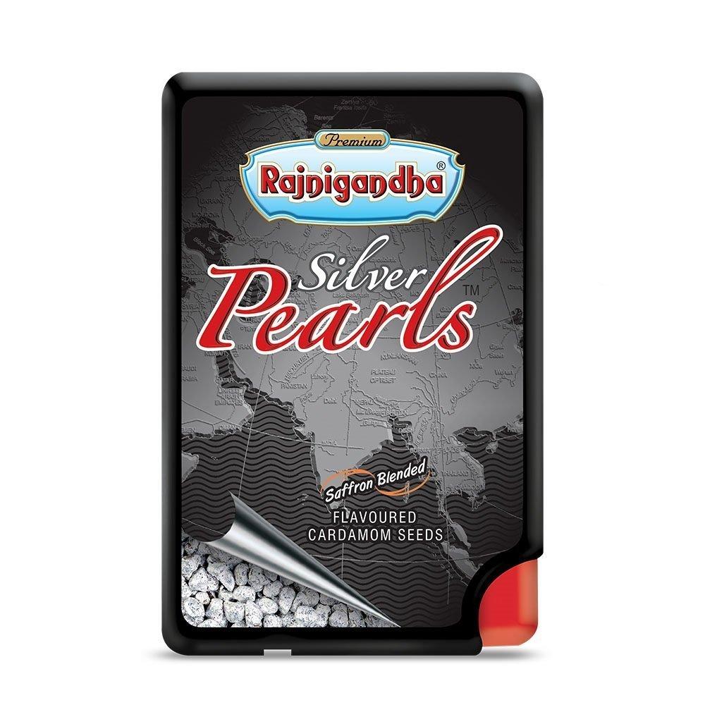 Rajnigandha Rajnigandha Saffron Blended Silver Coated Pearls, Elaichi - 6.25g - (Pack of 2)