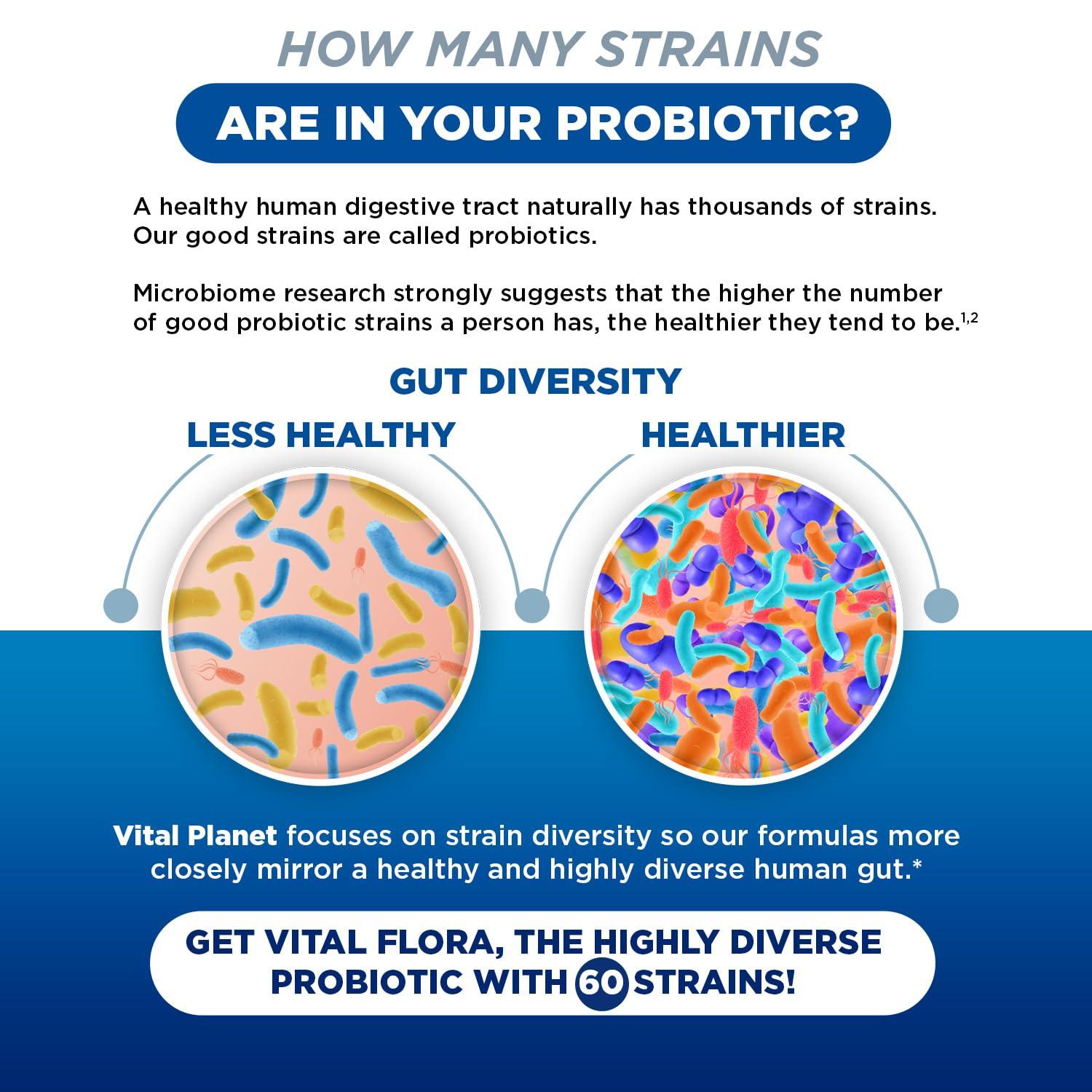 Vital Planet Vital Planet - Vital Flora Women Over 55 Daily Probiotic 60 Billion CFU, 60 Diverse Strains, 7 Organic Prebiotics, Immune Support Shelf Stable Digestive Health Probiotics for Women 60 Capsules