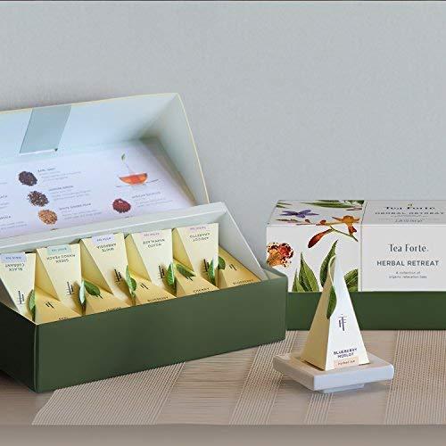 Tea Forte Tea Forte Presentation Box Tea Sampler Gift Set, 20 Assorted Variety Handcrafted Pyramid Tea Infuser Bags (Herbal Retreat)