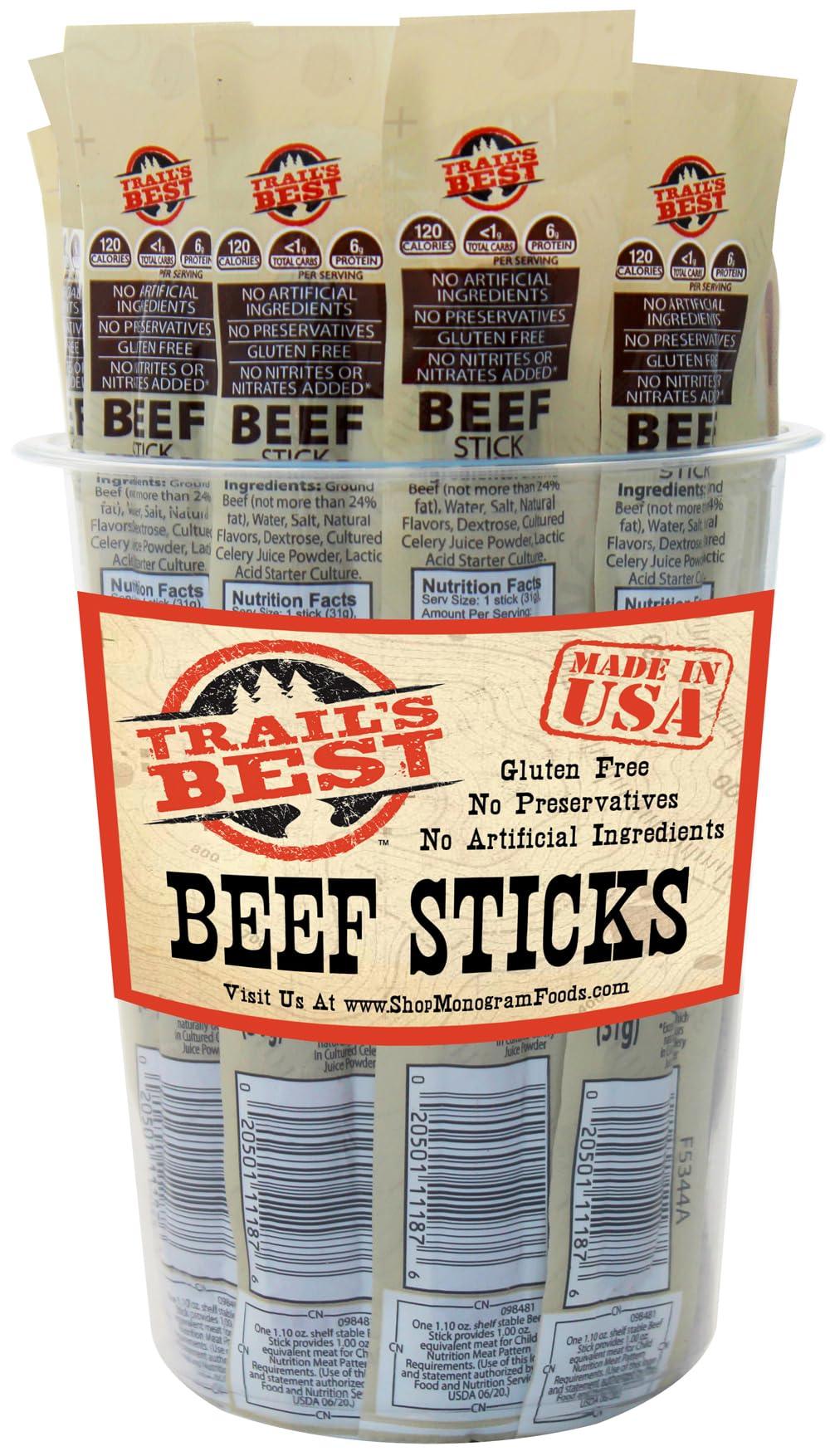 Trail\'s Best Trail\'s Best 1.1oz Beef Sticks 16 Count Tubs (6 inch beef sticks made with all beef)