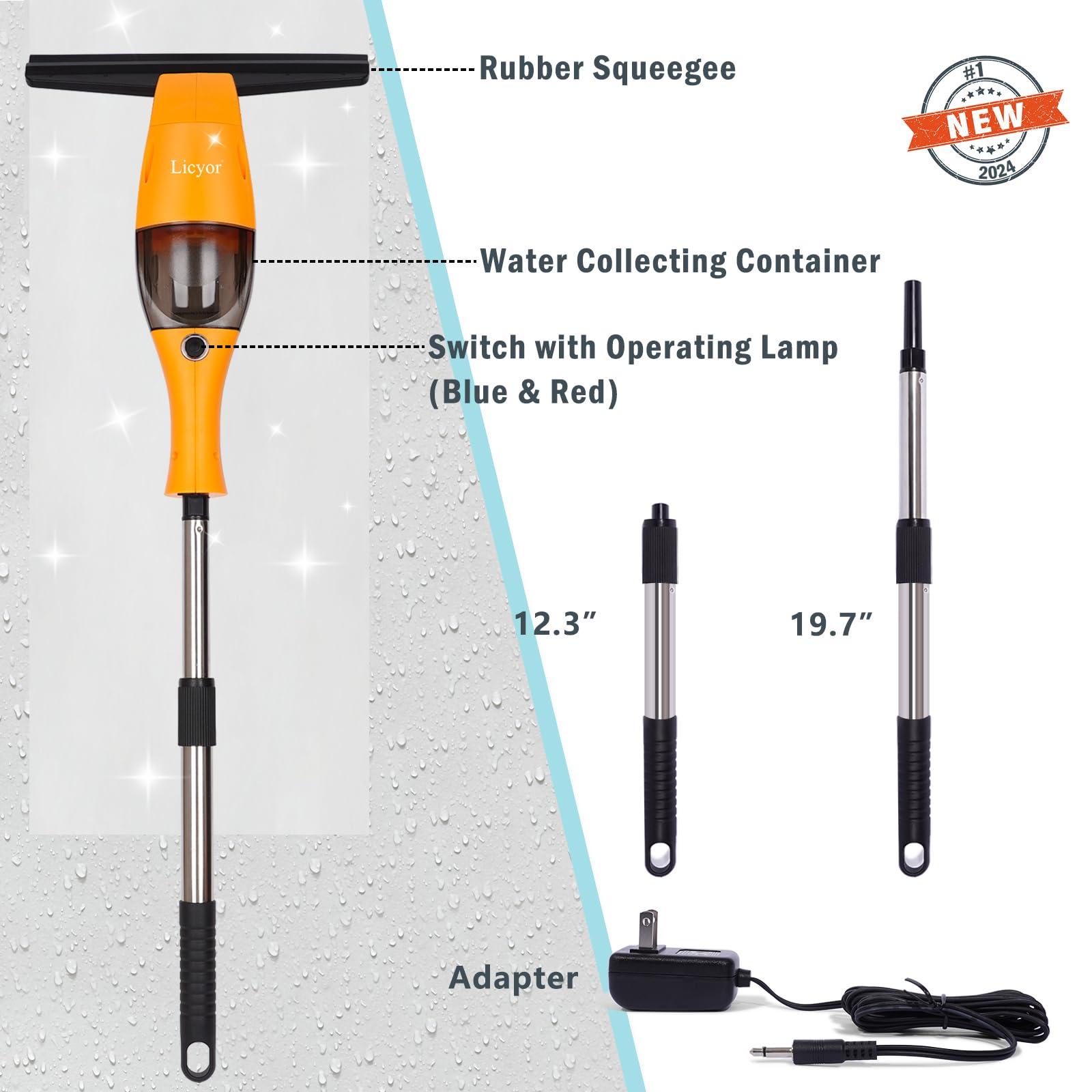 Licyor Rechargeable Window Vac, Window Vacuum Squeegee, Cordless Window Vacuum Cleaner Set, Electric Cleaning Tool for Windows, Tiles, Mirrors, Visual Water Tank