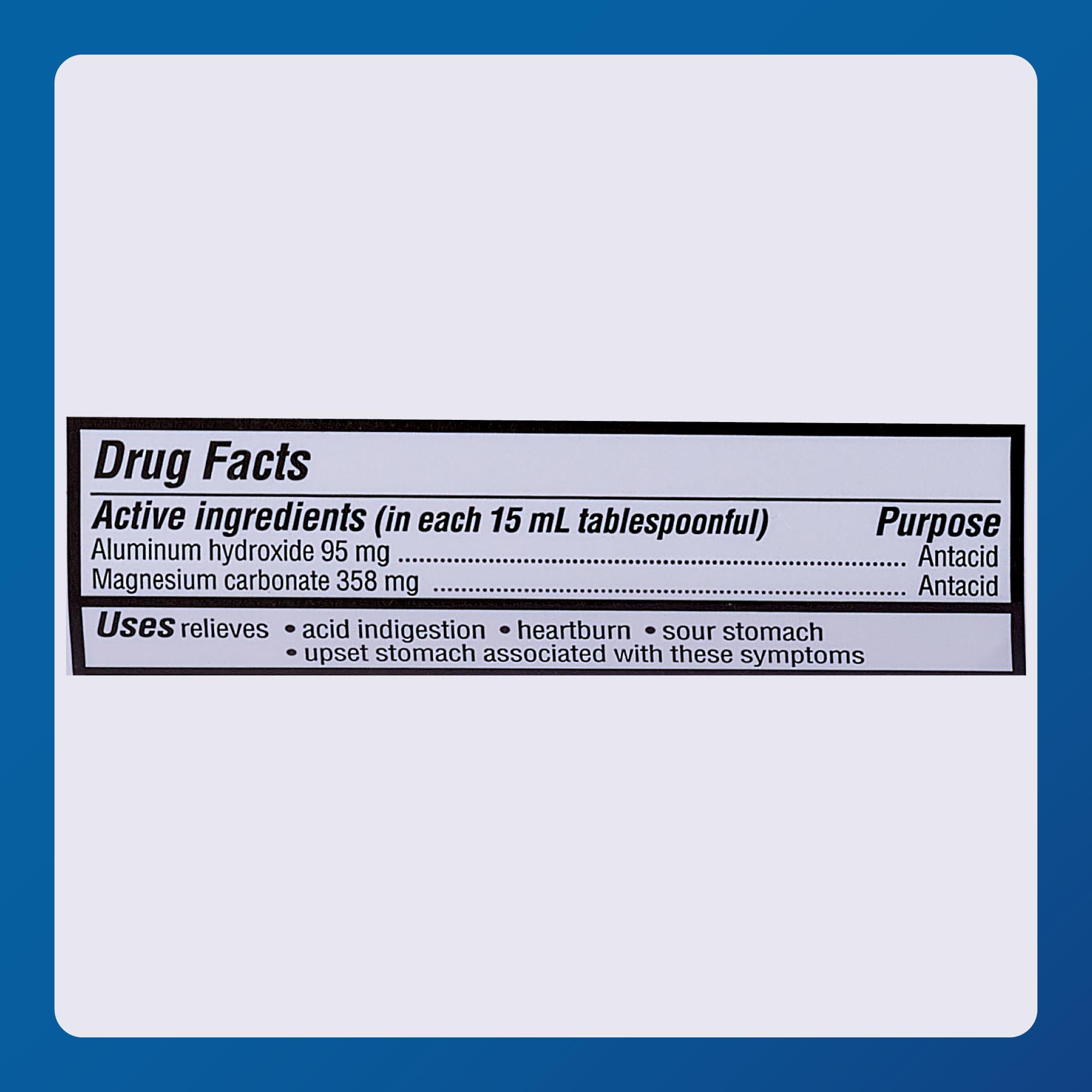 MAJOR MAJOR Acid Gone Antacid Liquid - Acid Reflux Medicine for Adults - Upset Stomach, Acid Indigestion, and Heartburn Relief - Spearmint Flavored - 12 Fl. Oz. (4 Pack)