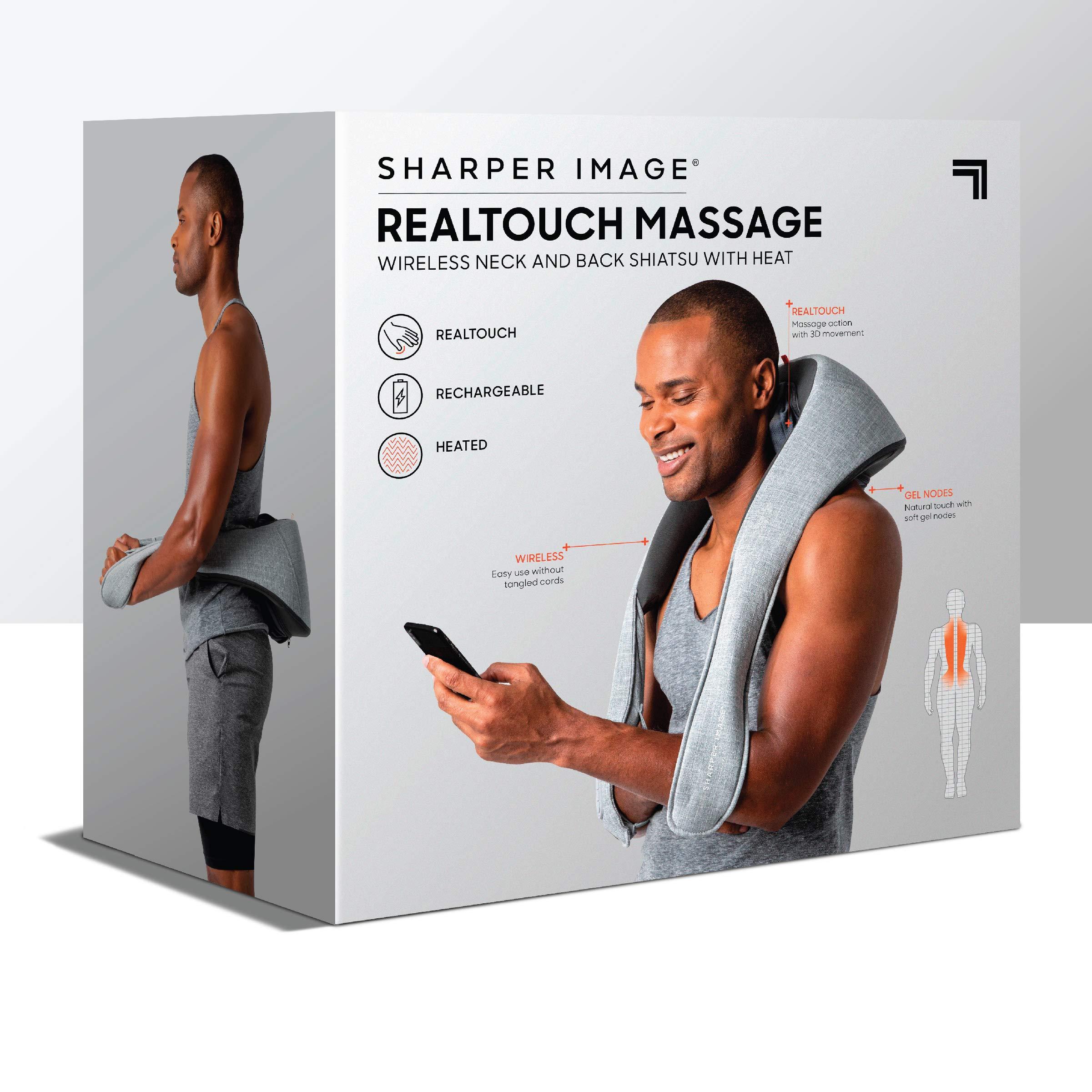 Sharper Image Sharper Image Realtouch Massager - Wireless Neck & Back Shiatsu Massage with Heat| Soothes Sore Muscles, Neck, Back, & Shoulders| Cordless & Rechargeable| Adjustable Intensity| Pain & Stress Relief