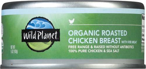 Wild Planet Wild Planet Organic Roasted Chicken Breast With Rib Meat, Skinless and Boneless, Sea Salt, Free Range, Non-GMO, Gluten Free, Keto and Paleo, 5 Ounce Single Unit/Can