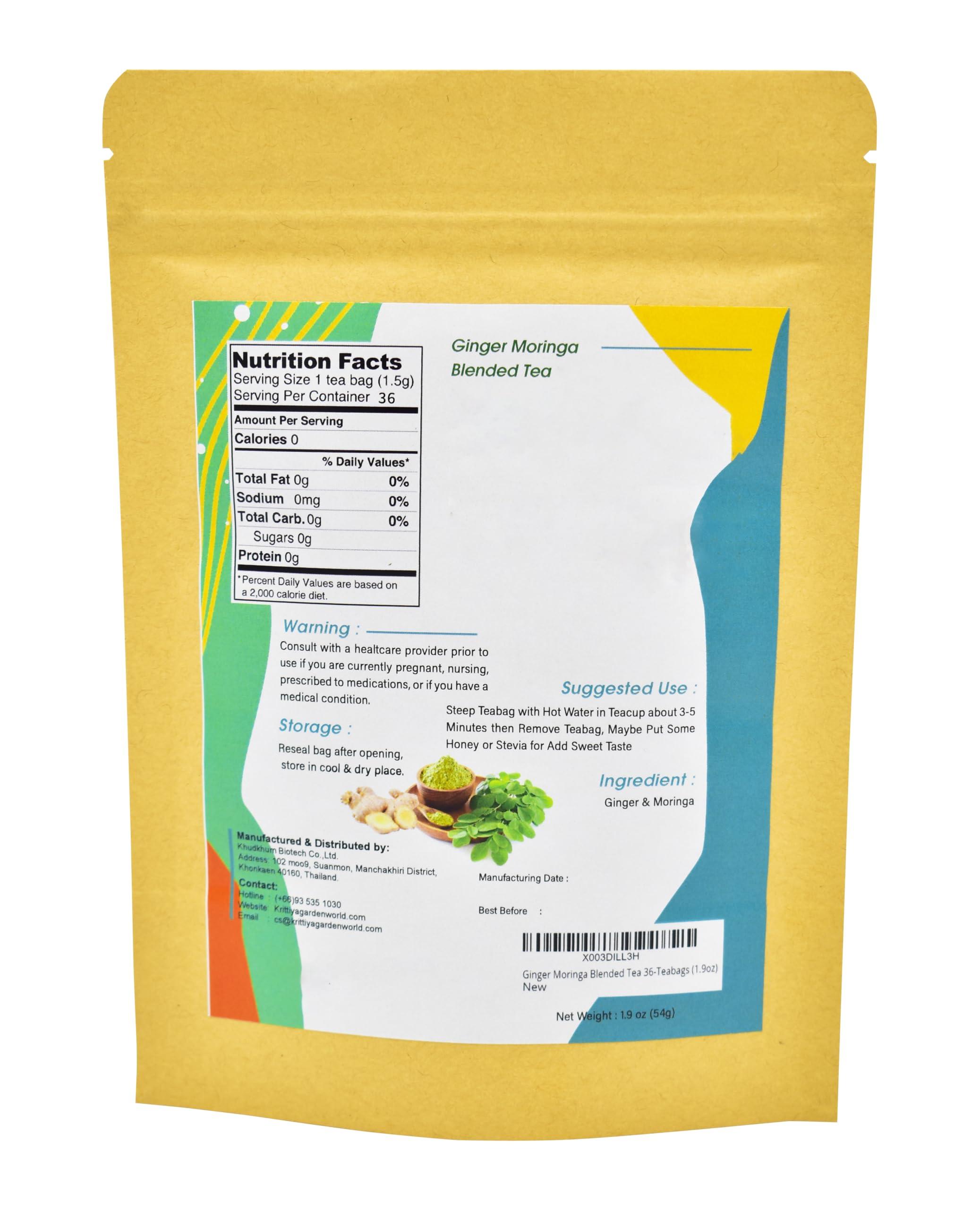Krittiya Garden Ginger Moringa Blended Tea 36-Teabags (1.9oz)