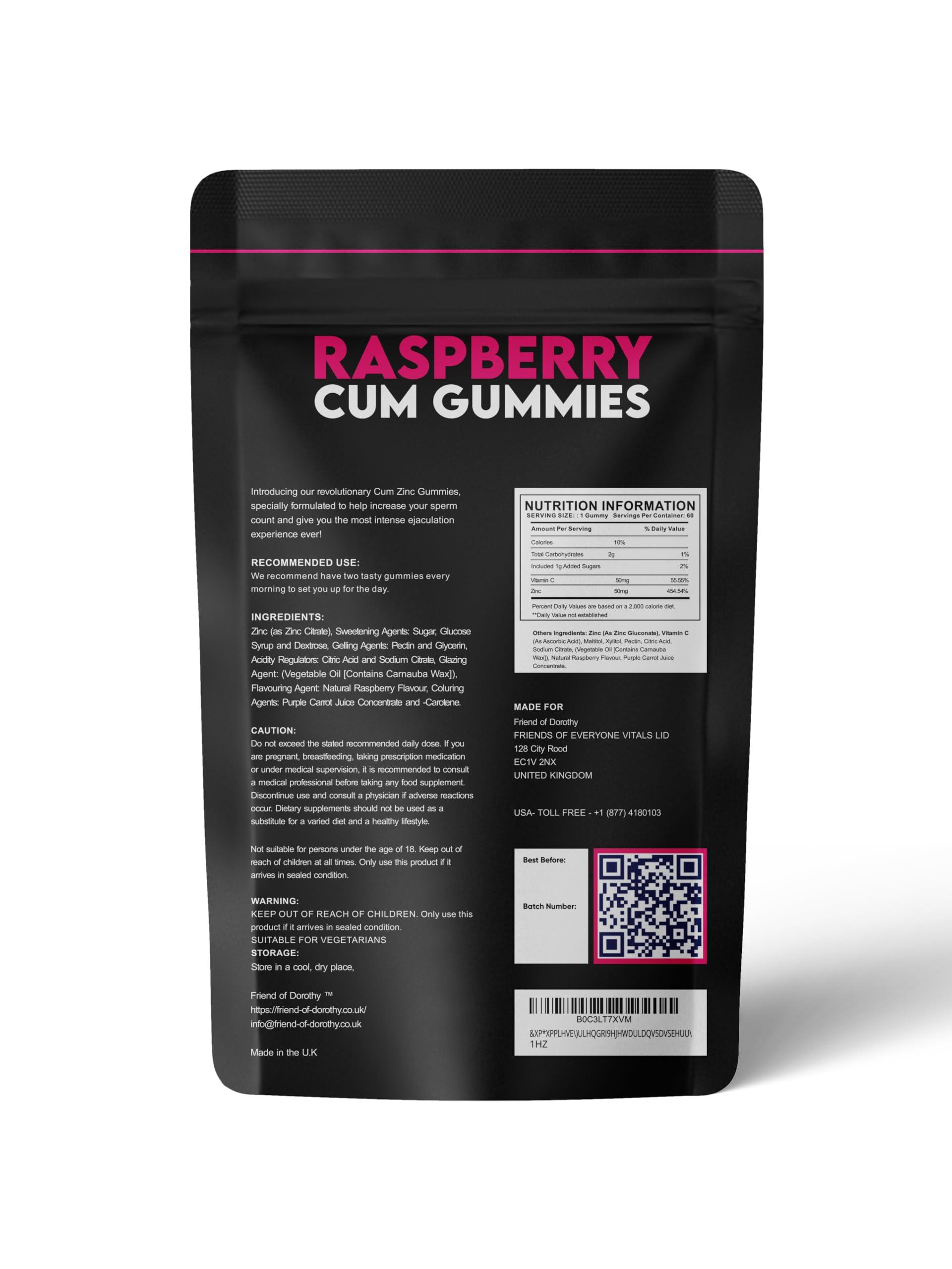 FRIEND OF DOROTHY FRIEND OF DOROTHY Raspberry C*M Gummies  Improves Sperm Volume and Load  Semen Volume Supplement  60 Capsules in tub - 100% Vegetarian