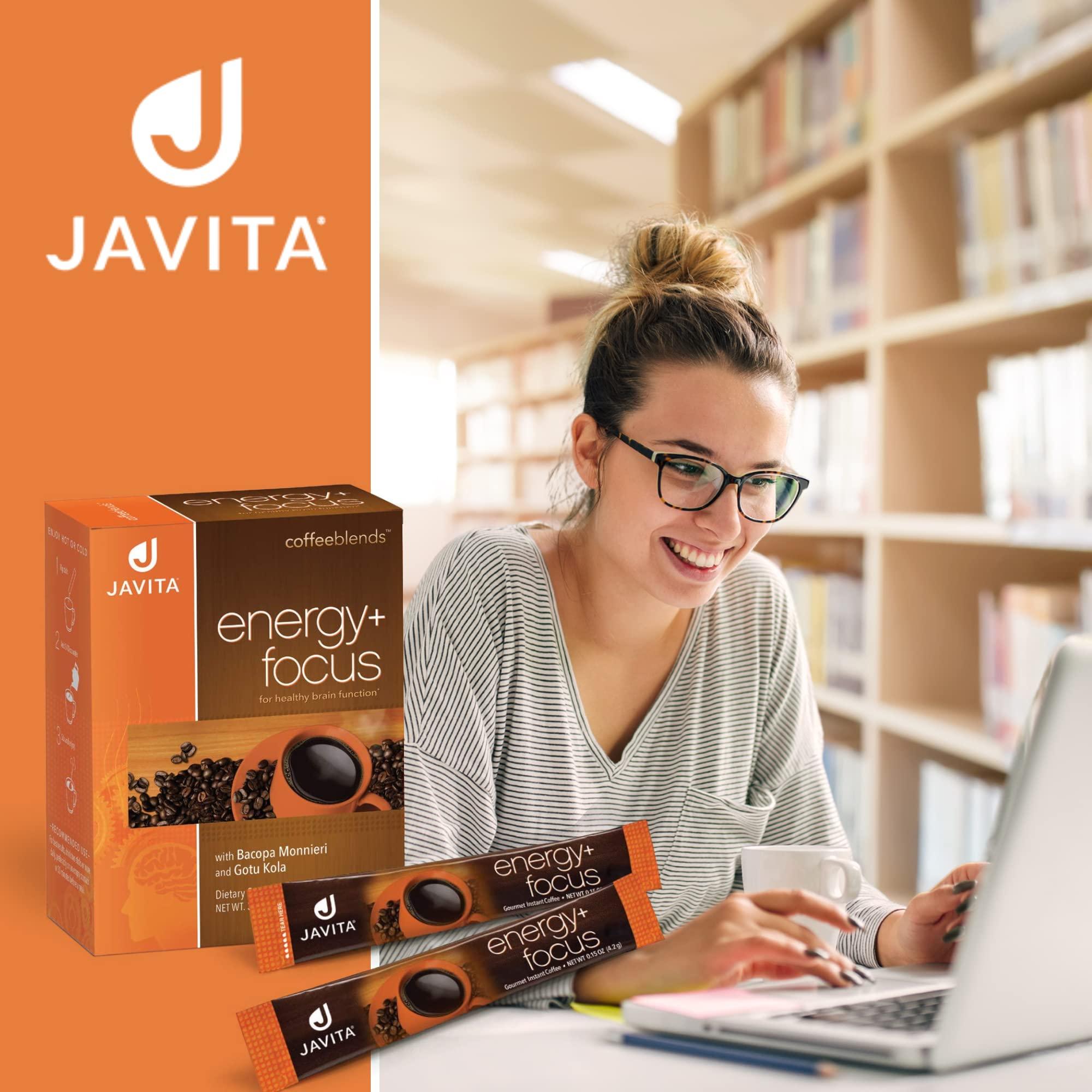 Javita Javita Energy + Focus Instant Coffee Packets, 100% South American Arabica & Robusta Blend, plus Herbs for Clarity, Energy, & Focus, Keto, Dieters Drink, 3 boxes of 24 (4.2g) sticks