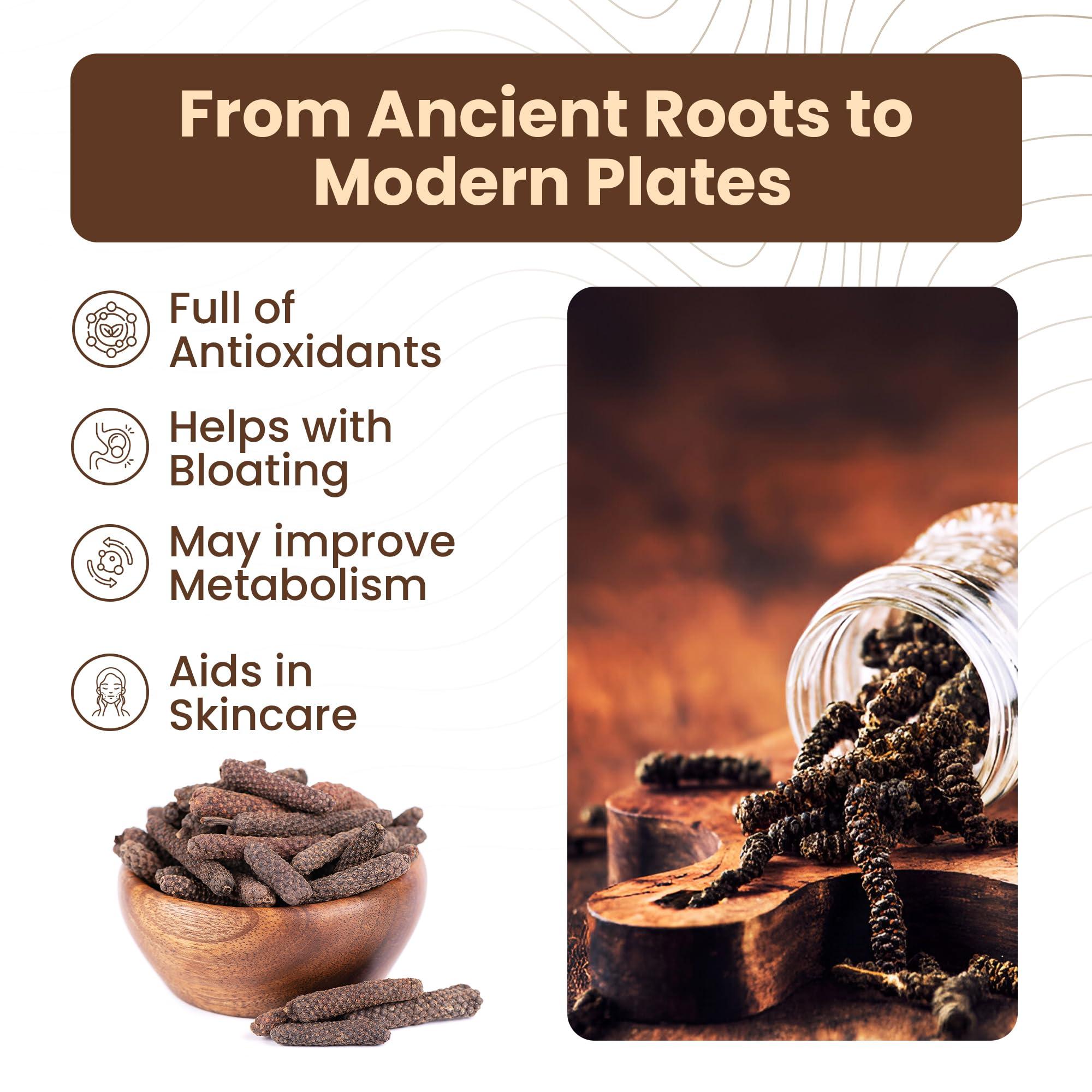 Ramaroma Ramaroma ( (Pipili),Lindy Pepper Whole (Long Pepper, Piper Longum, Pipli) 4oz (113g) ~ All Natural | Gluten Friendly | NON-GMO | Vegan | Indian Origin