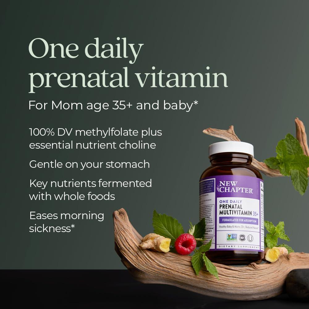 New Chapter New Chapter Prenatal Vitamins, One Daily Prenatal Multivitamin Enhanced for Age 35+ with Methylfolate + Choline for Healthy Mom & Baby, Gluten Free & Non-GMO- 30 ct
