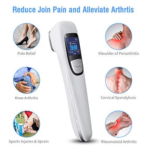 SINORIKO Red Light Therapy Device for Shoulder Back Knee Joint Muscle Pain Relief, 13pcs x 650nm + 3pcs x 808nm, 4 Power + 4 Timer, Handheld Cold Laser Therapy Device for Dogs Pet Horse