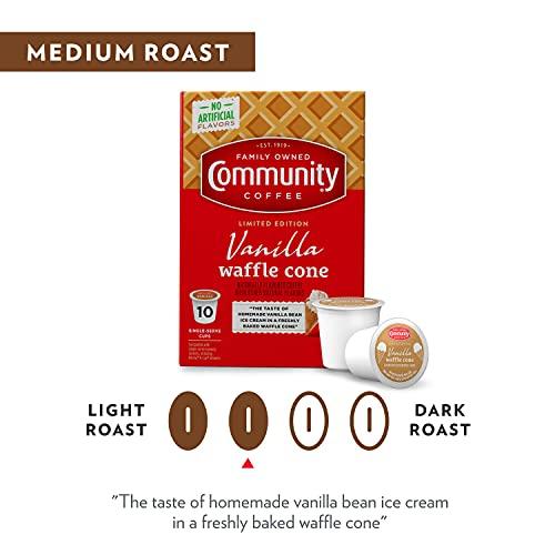Community Coffee Community Coffee Vanilla Waffle Cone Coffee Pods, Ice Cream Flavored, Compatible with Keurig 2.0 K-Cup Brewers, 10 Count (Pack of 6)