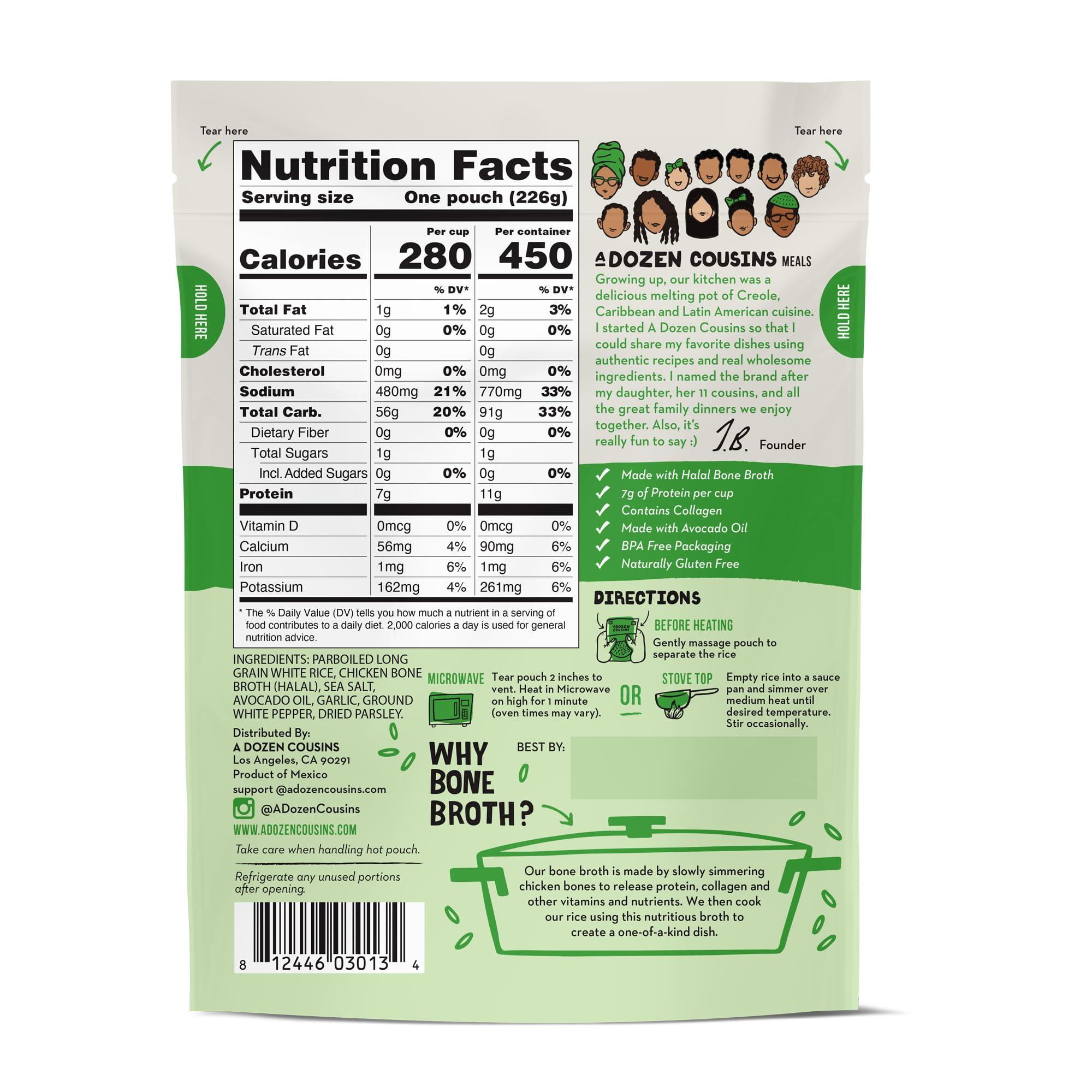 A Dozen Cousins A Dozen Cousins Rice Cooked in Bone Broth Microwaveable Rice Packets | 7g Protein | Contains Collagen (Classic Chicken Broth, 6 Pack)