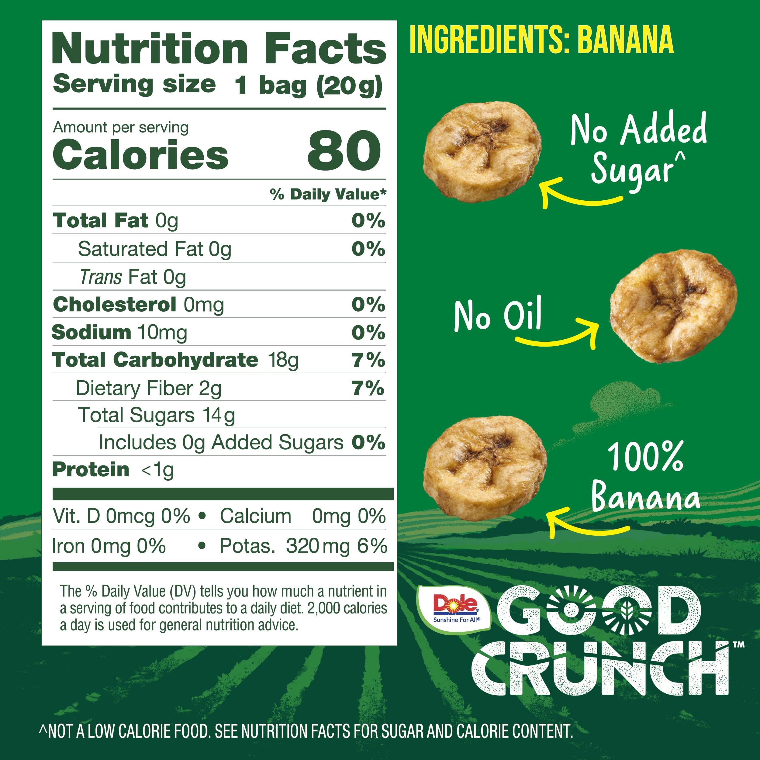 Dole Dole Good Crunch Banana Dried Fruit Bites, Gluten Free & Vegan Snack, 0.7oz Bags (Pack of 12)