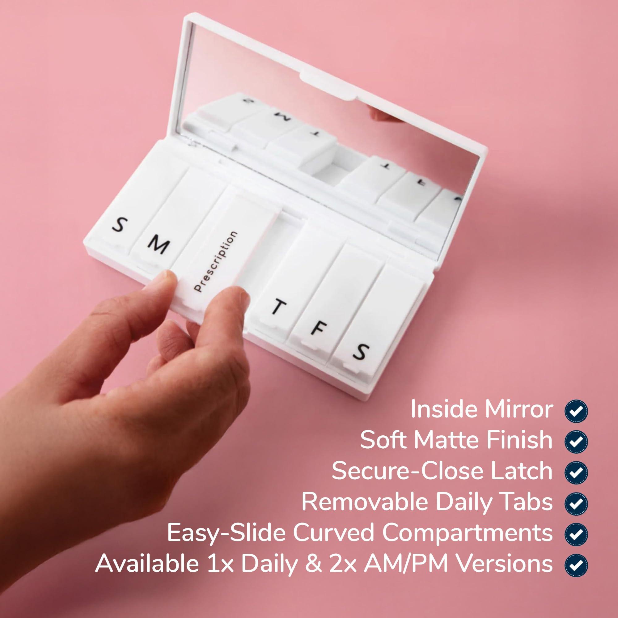 PORT X POLISH PORT X POLISH Designer Weekly Pill Box Organizer (Single 1X Daily, Lilac) | Compact, Stylish 7-Day Vitamin Supplement Case | Cute Portable Mini Travel Medicine Carrier | BPA-Free Pillbox Caddy