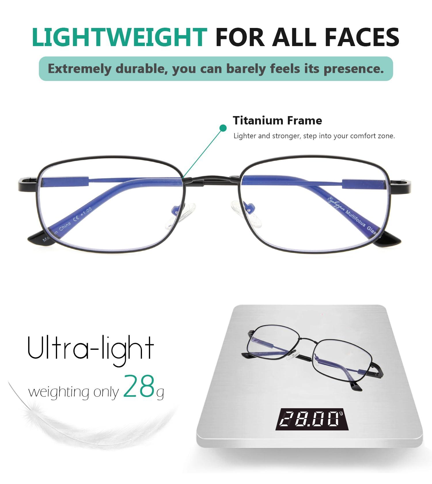 Eyekepper Eyekepper UV Protection Progressive Reading Glasses 3 Levels Multifocus Readers Men Women Bendable Memory Frame