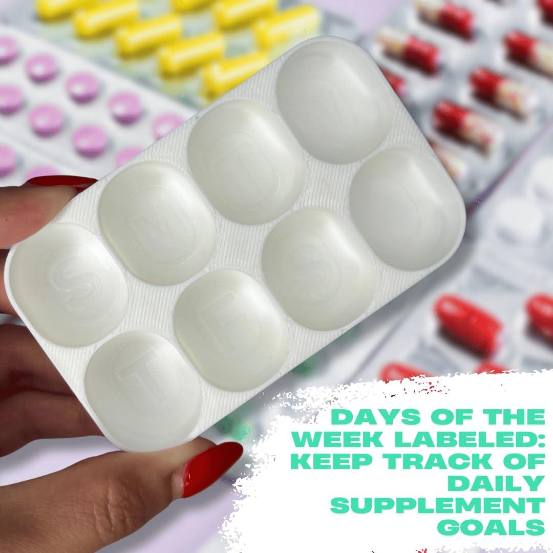 Chatelet Pill Organizer Insert Compatible with Altoid Tin Cans | Reuse Cans for Discreet Pill Storage | 7 Day Outline Embedded Pill Dispenser | Made in USA (Teal)