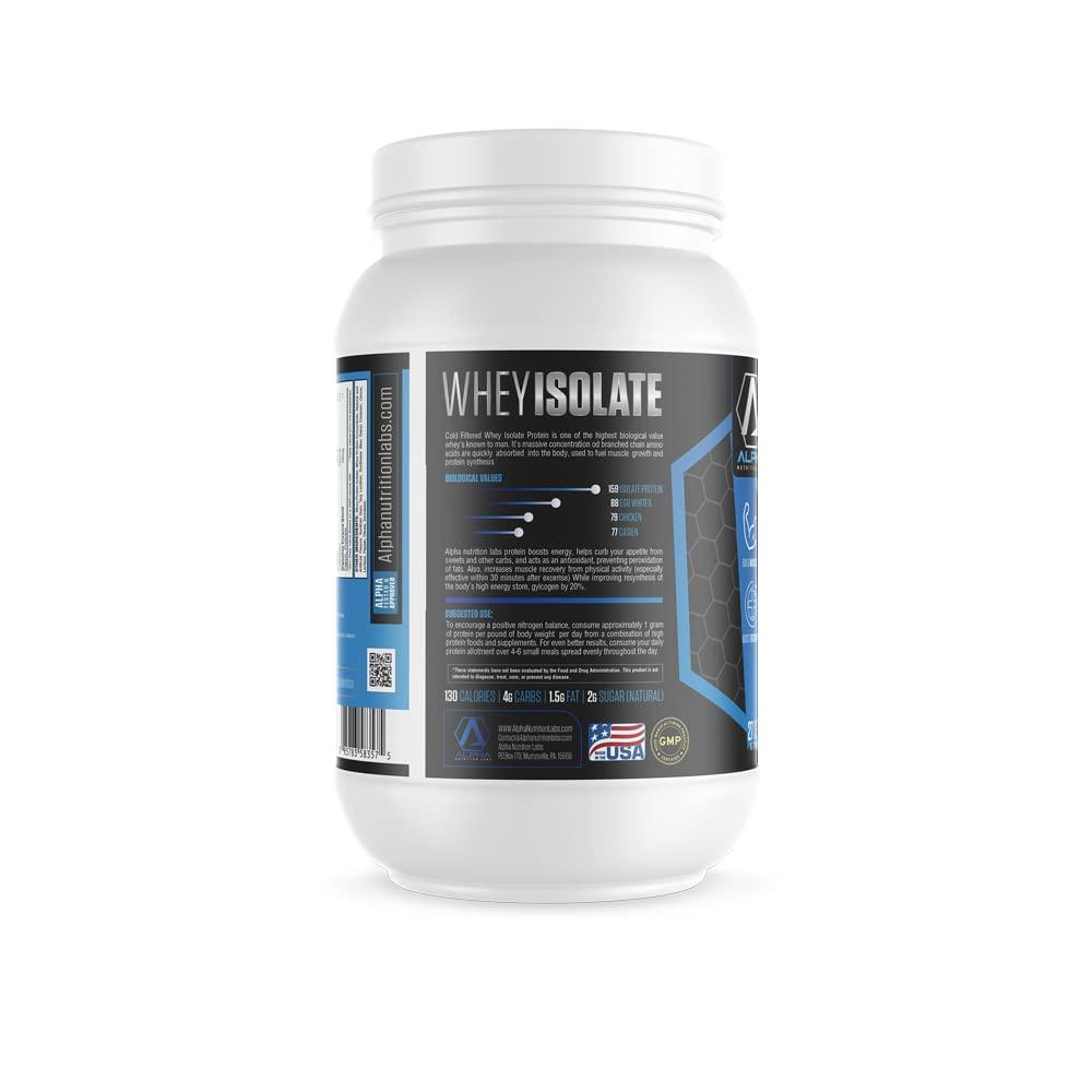 Alpha Nutrition Labs Alpha Nutrition Labs Whey Isolate Protein Powder - Vanilla Flavor, 28g of Protein, Protein Source, Low Carb, Classic Specialty