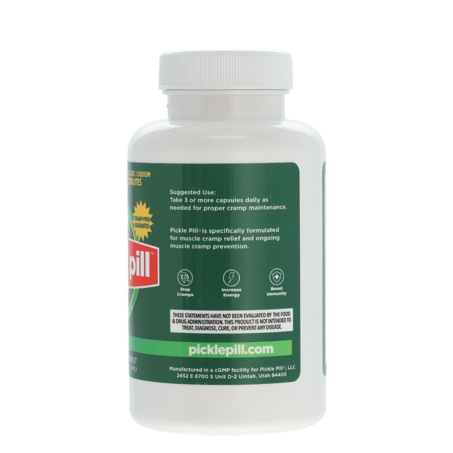 PicklePill Cramp Defense, Rapid Muscle Recovery, Leg Cramps, No Pickle Juice Taste Capsules, Electrolyte Hydration Powder, Muscle Relaxer with Vitamins Magnesium, Potassium, Vitamin D3, 90 Tablets