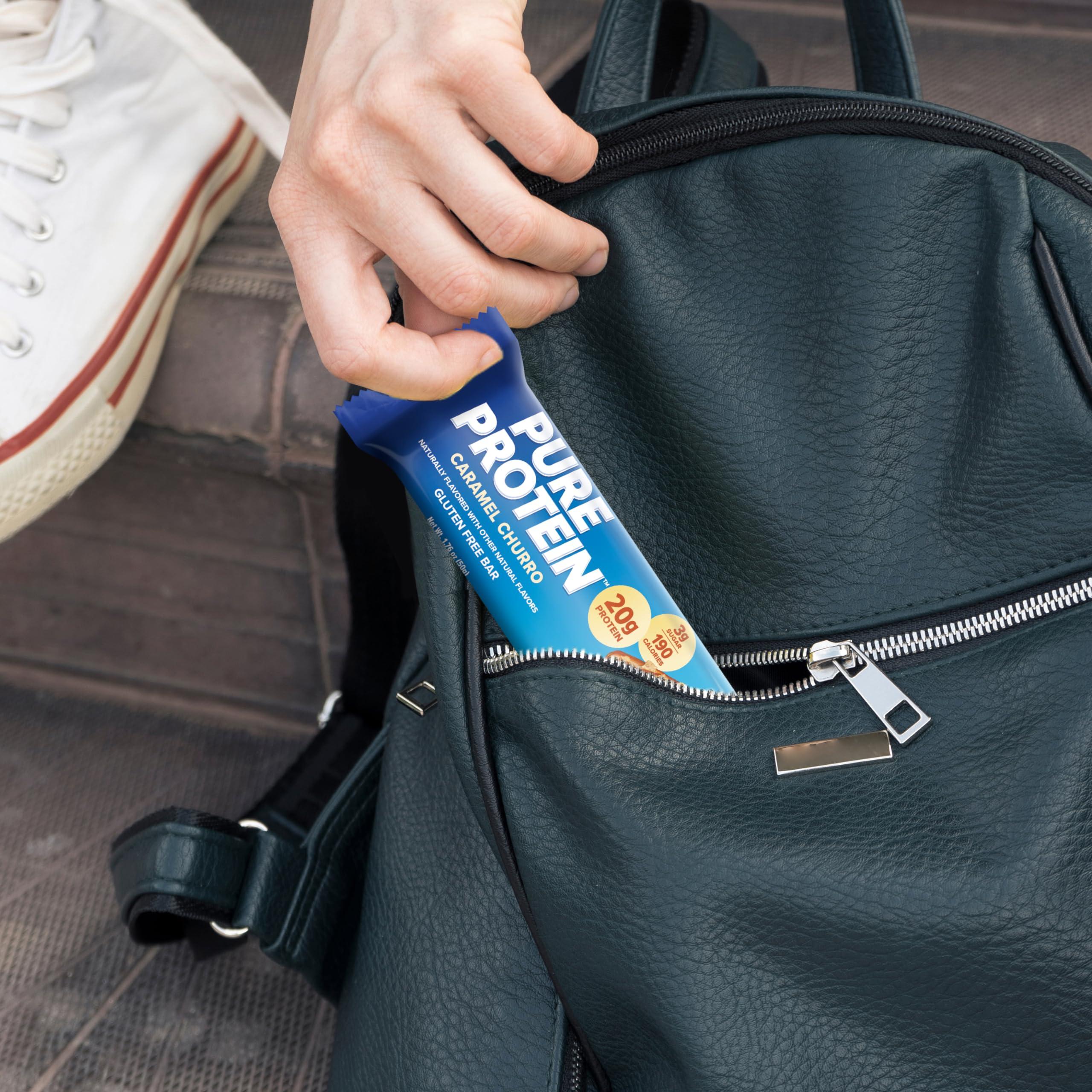 Pure Protein Pure Protein Bars, Caramel Churro, High Protein, Low Sugar, Gluten Free, Nutritious Snack, 1.76oz, Pack of 12