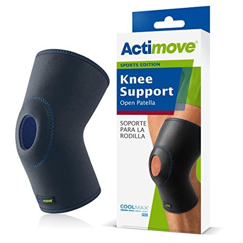 Actimove Actimove Sports Edition Knee Support Open Patella with COOLMAX AIR Technology Sleeve for Pain Management For Strains, Sprains & Swelling - Left/Right Wear Navy, Small